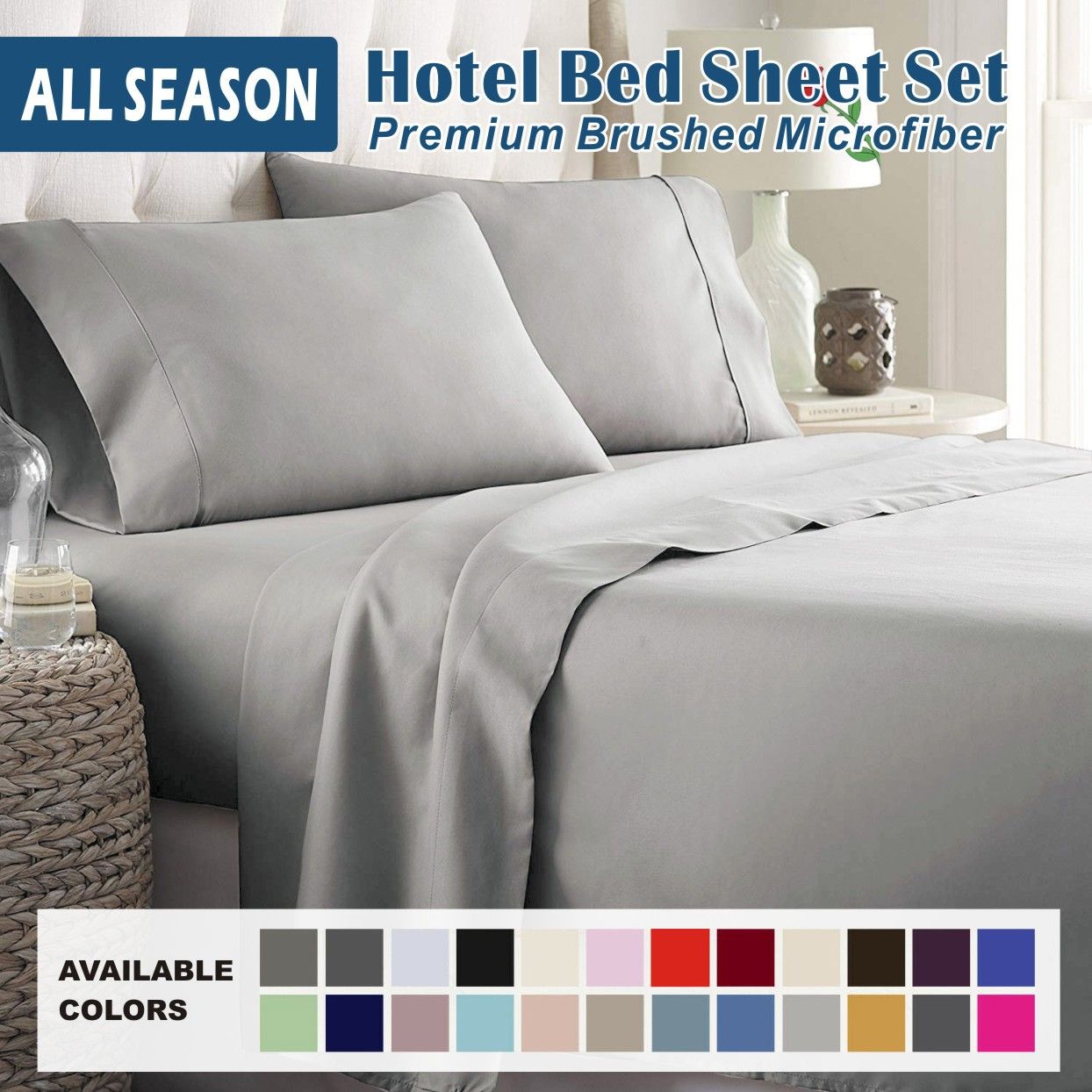 4 Piece Bed Sheet Set- Bedding Sheets & Pillowcases -Breathable Bedding - Wrinkle — image 1