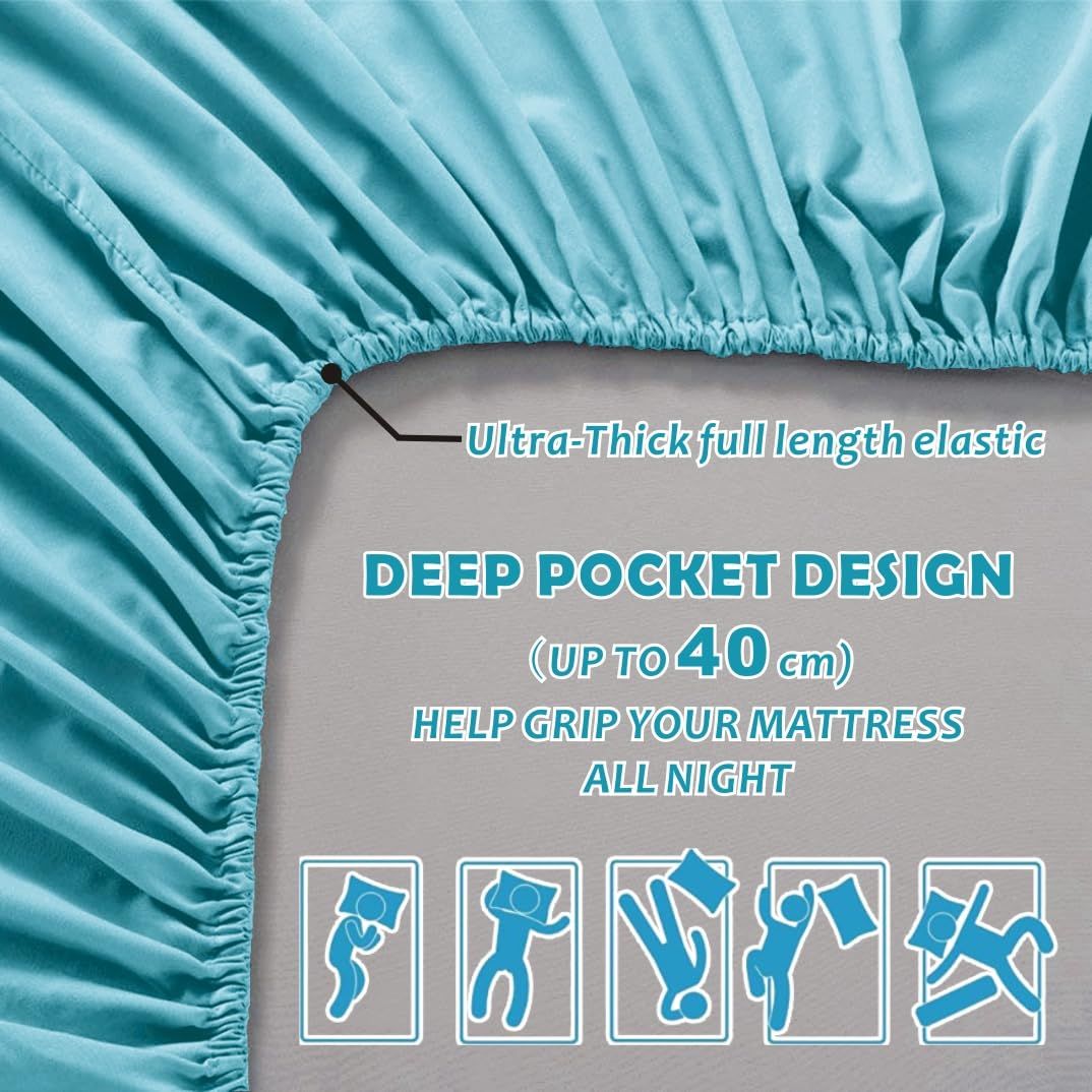 Hotel Quality Fitted Sheet - 1 Piece Fitted Sheet -Breathable Bedding - Wrinkle view 3