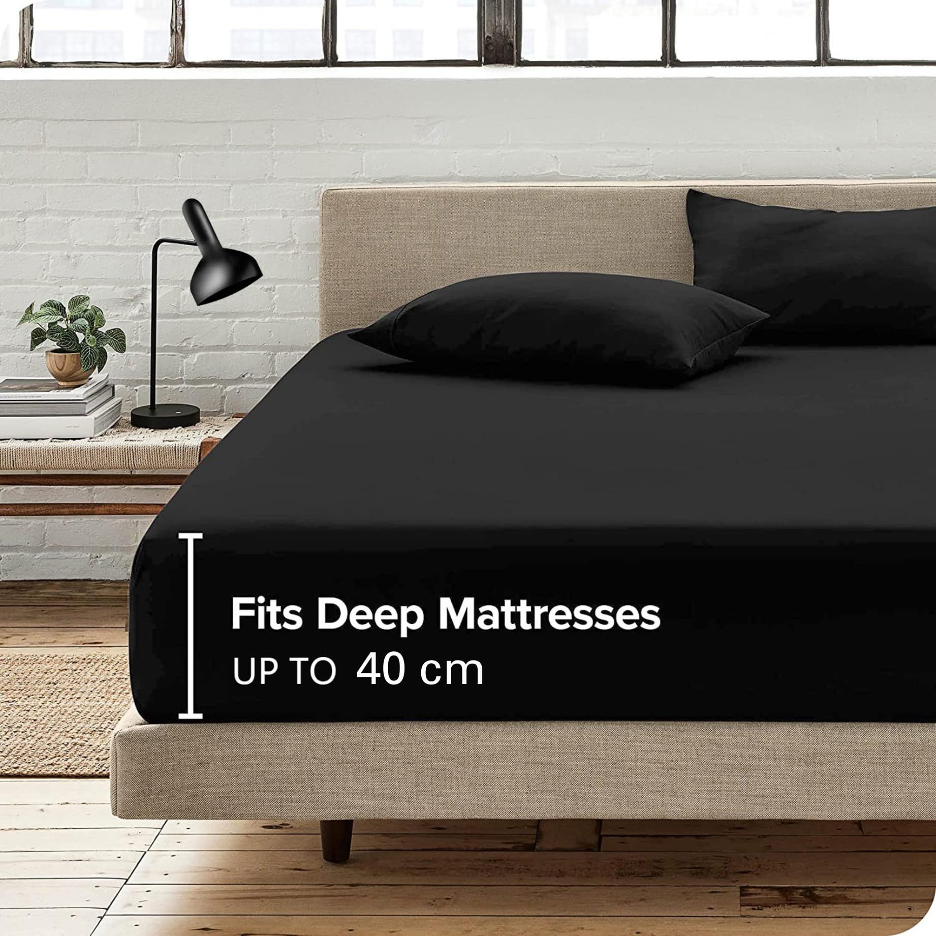 Hotel Quality Fitted Sheet - 1 Piece Fitted Sheet -Breathable Bedding - Wrinkle view 2