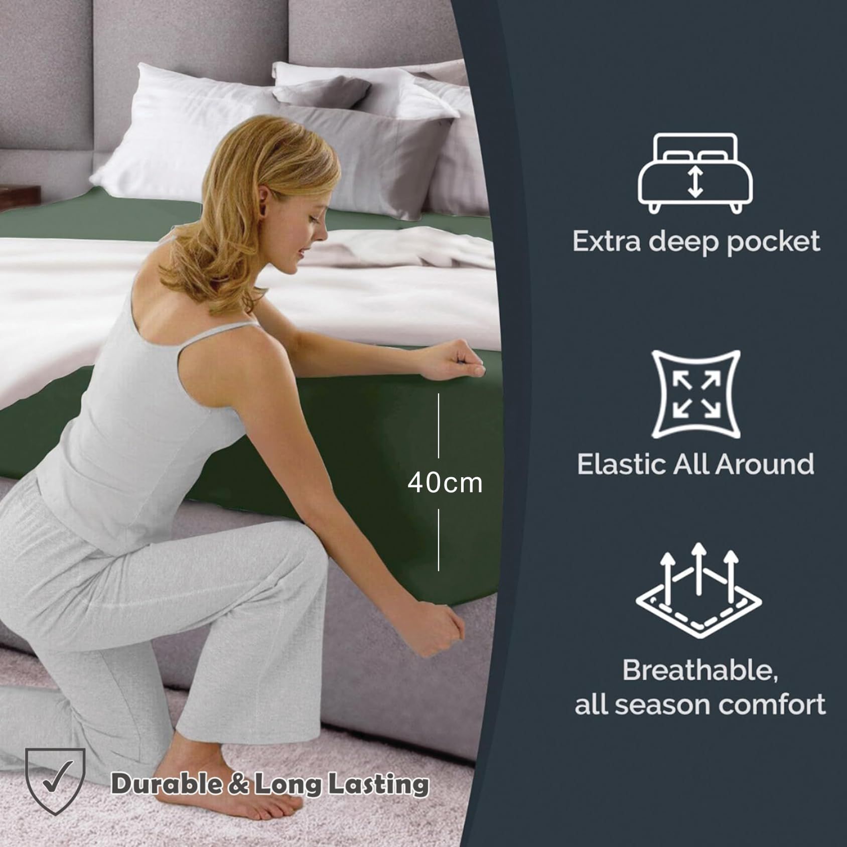 Hotel Quality Fitted Sheet - 1 Piece Fitted Sheet -Breathable Bedding - Wrinkle view 5