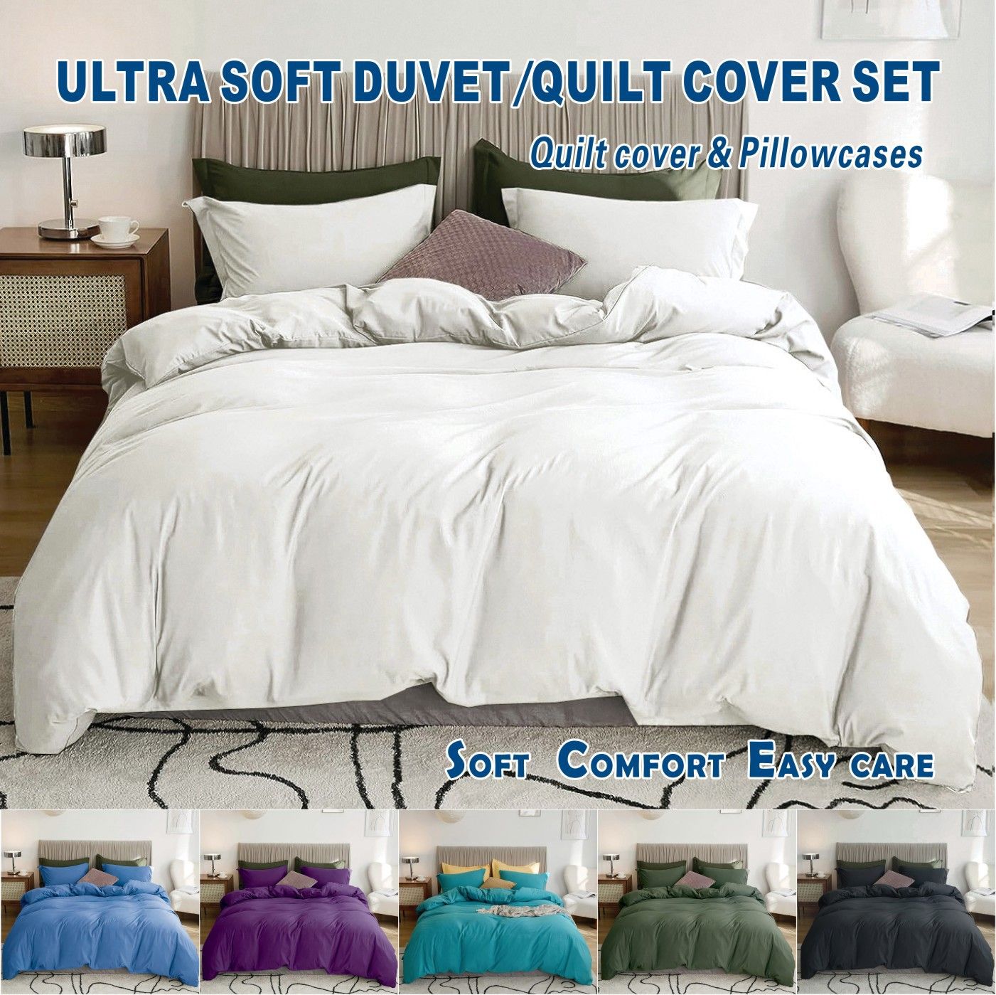 2 Piece Hotel Soft Microfiber Quilt Cover Set-2000TC Duvet/Donna Cover Set &
