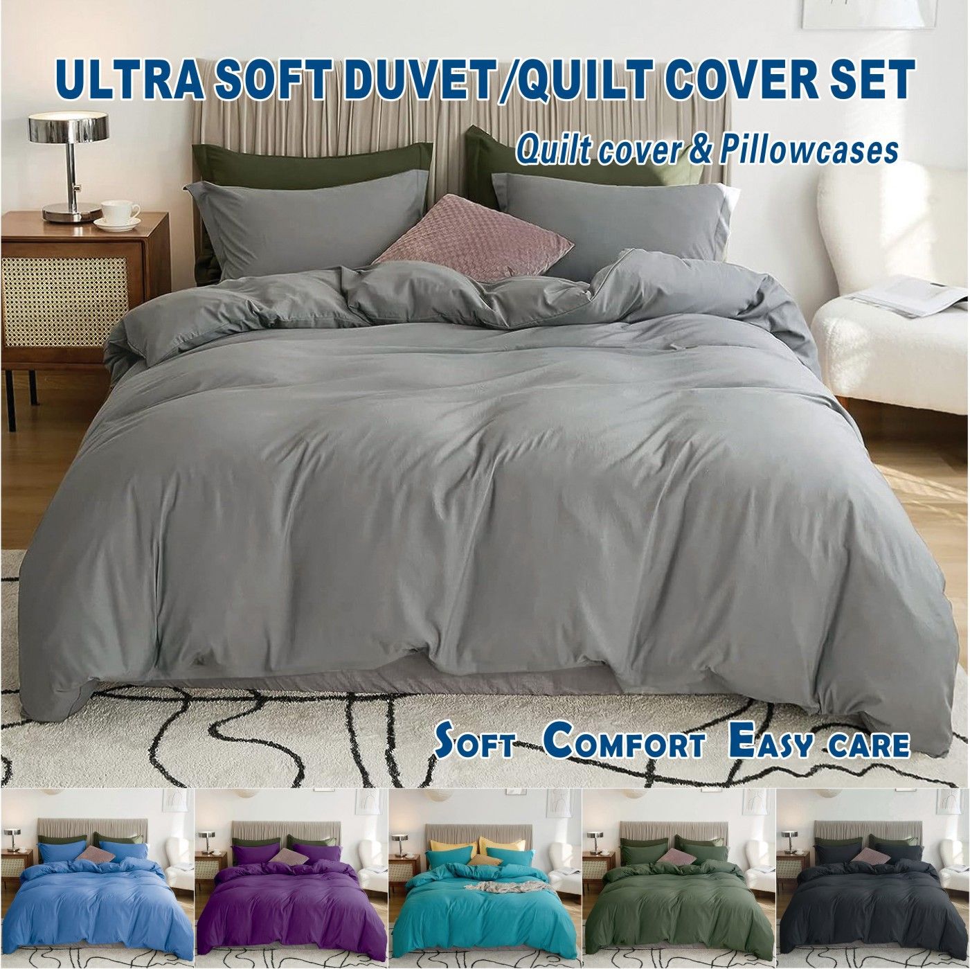 2 Piece Hotel Soft Microfiber Quilt Cover Set-2000TC Duvet/Donna Cover Set &