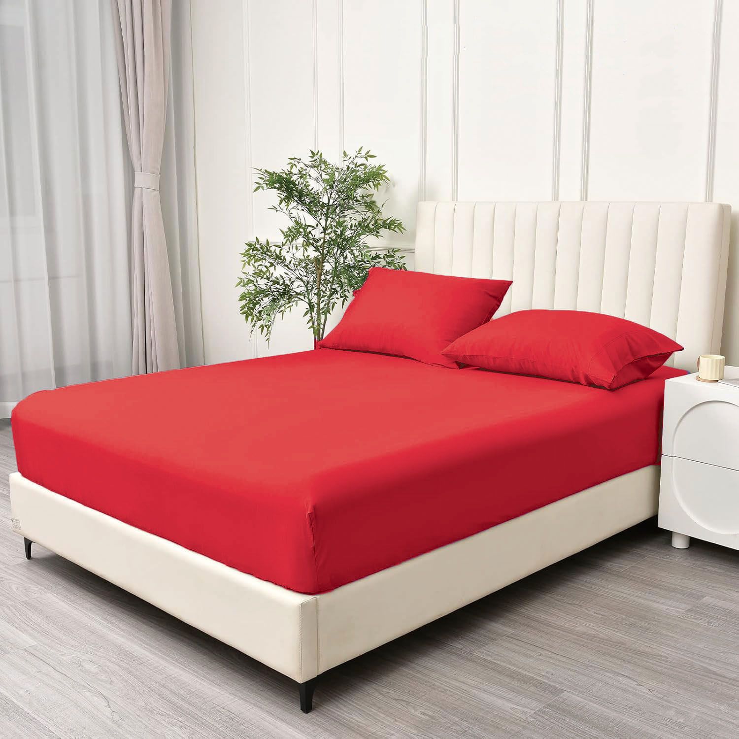 2 Piece Fitted Sheet Set- Fitted Sheet & Pillowcases -Breathable Bedding - Wrinkle view 2