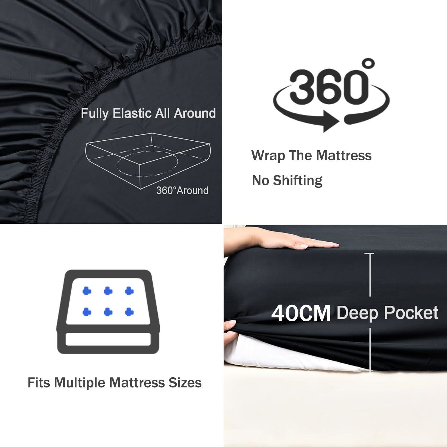 2 Piece Fitted Sheet Set- Fitted Sheet & Pillowcases -Breathable Bedding - Wrinkle view 3