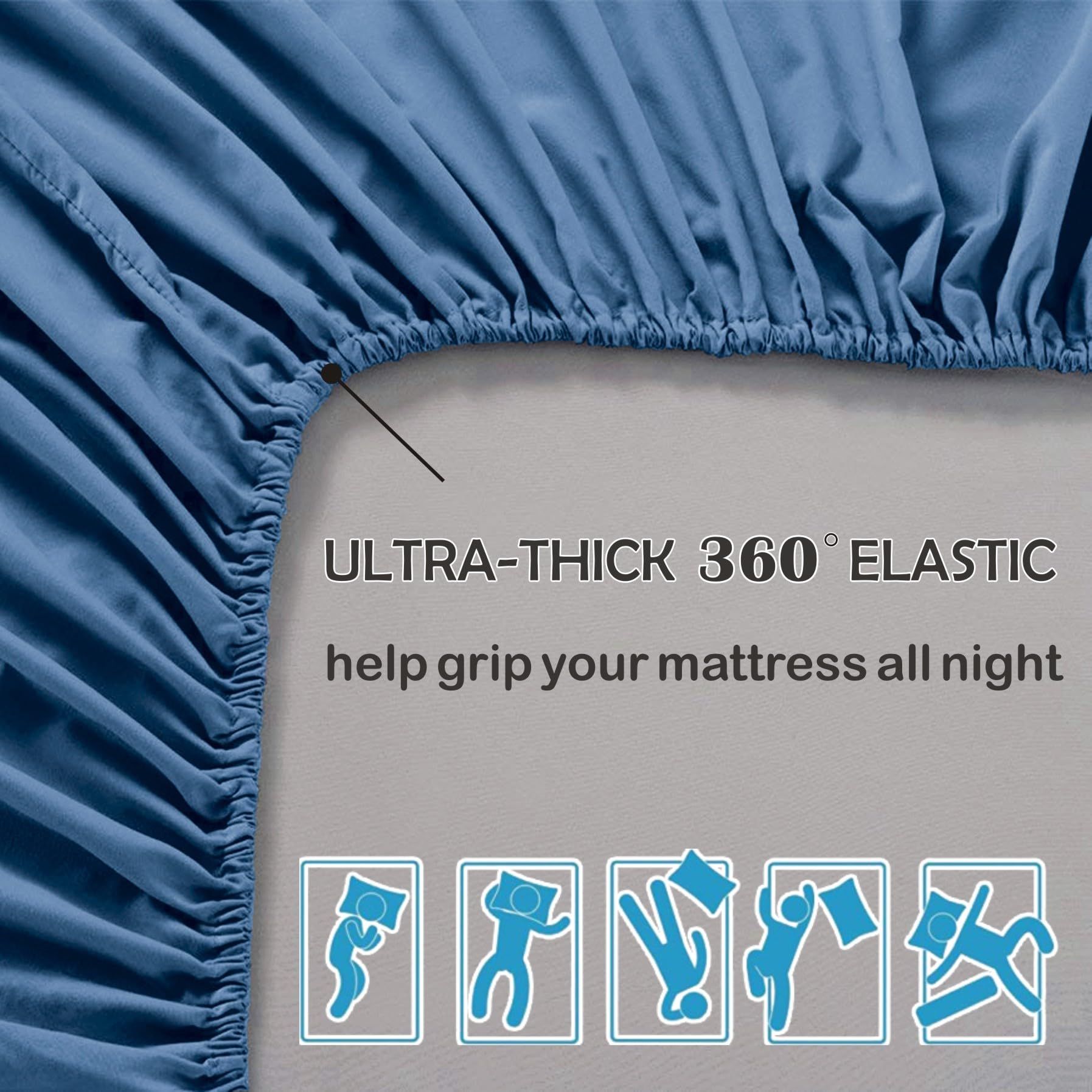 2 Piece Fitted Sheet Set- Fitted Sheet & Pillowcases -Breathable Bedding - Wrinkle view 4
