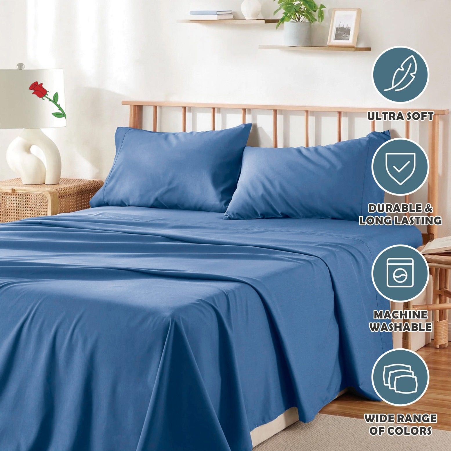 3 Piece Bed Sheet Set- Bedding Sheets & Pillowcases -Breathable Bedding - Wrinkle view 6