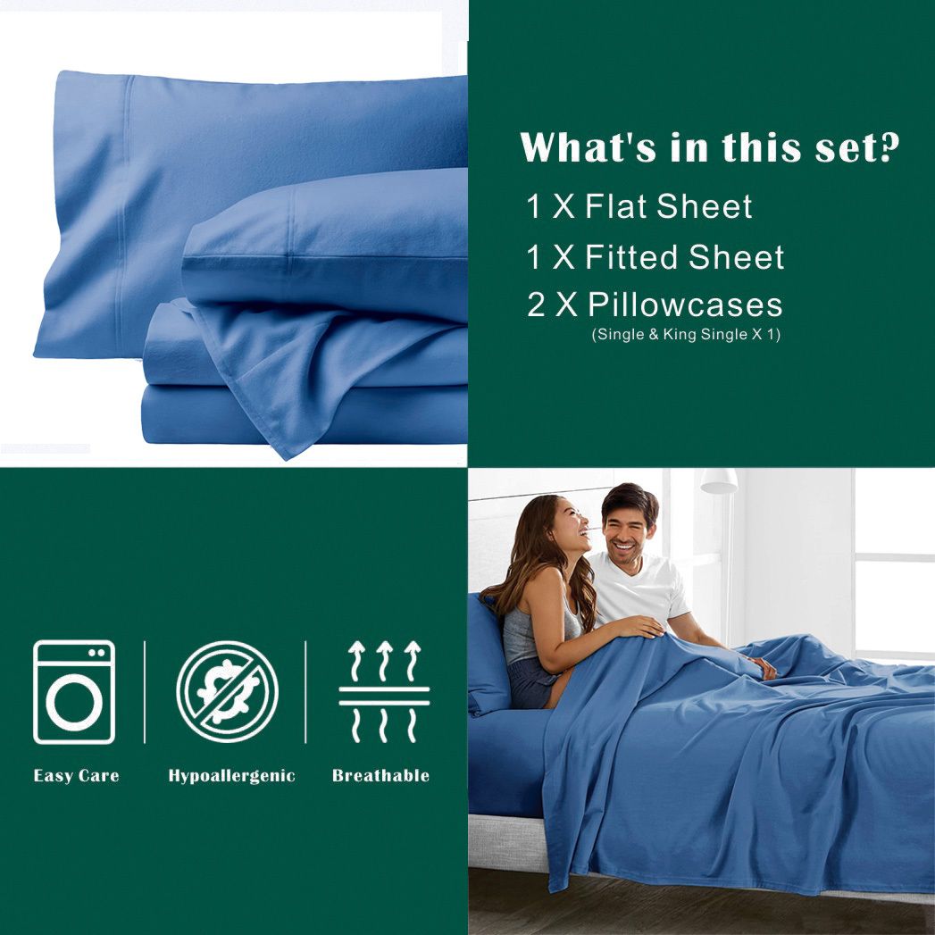 3 Piece Bed Sheet Set- Bedding Sheets & Pillowcases -Breathable Bedding - Wrinkle view 7