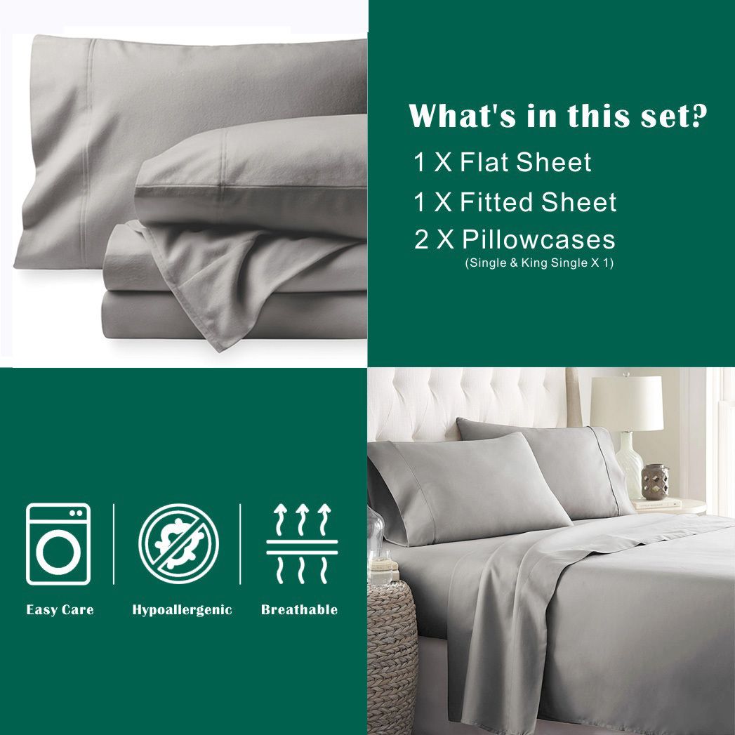 3 Piece Bed Sheet Set- Bedding Sheets & Pillowcases -Breathable Bedding - Wrinkle view 7