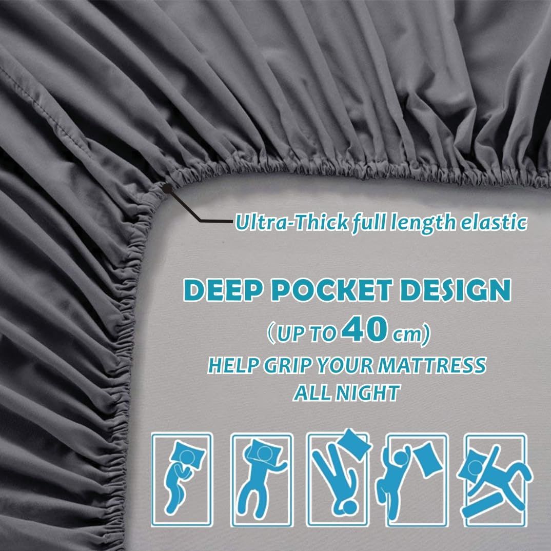 Hotel Quality Fitted Sheet - 1 Piece Fitted Sheet -Breathable Bedding - Wrinkle view 2
