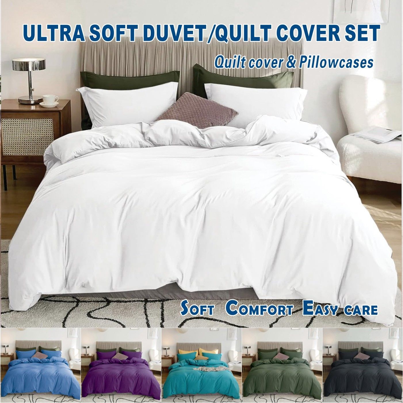 3 Piece Hotel Soft Microfiber Quilt Cover Set-2000TC Duvet/Donna Cover Set &