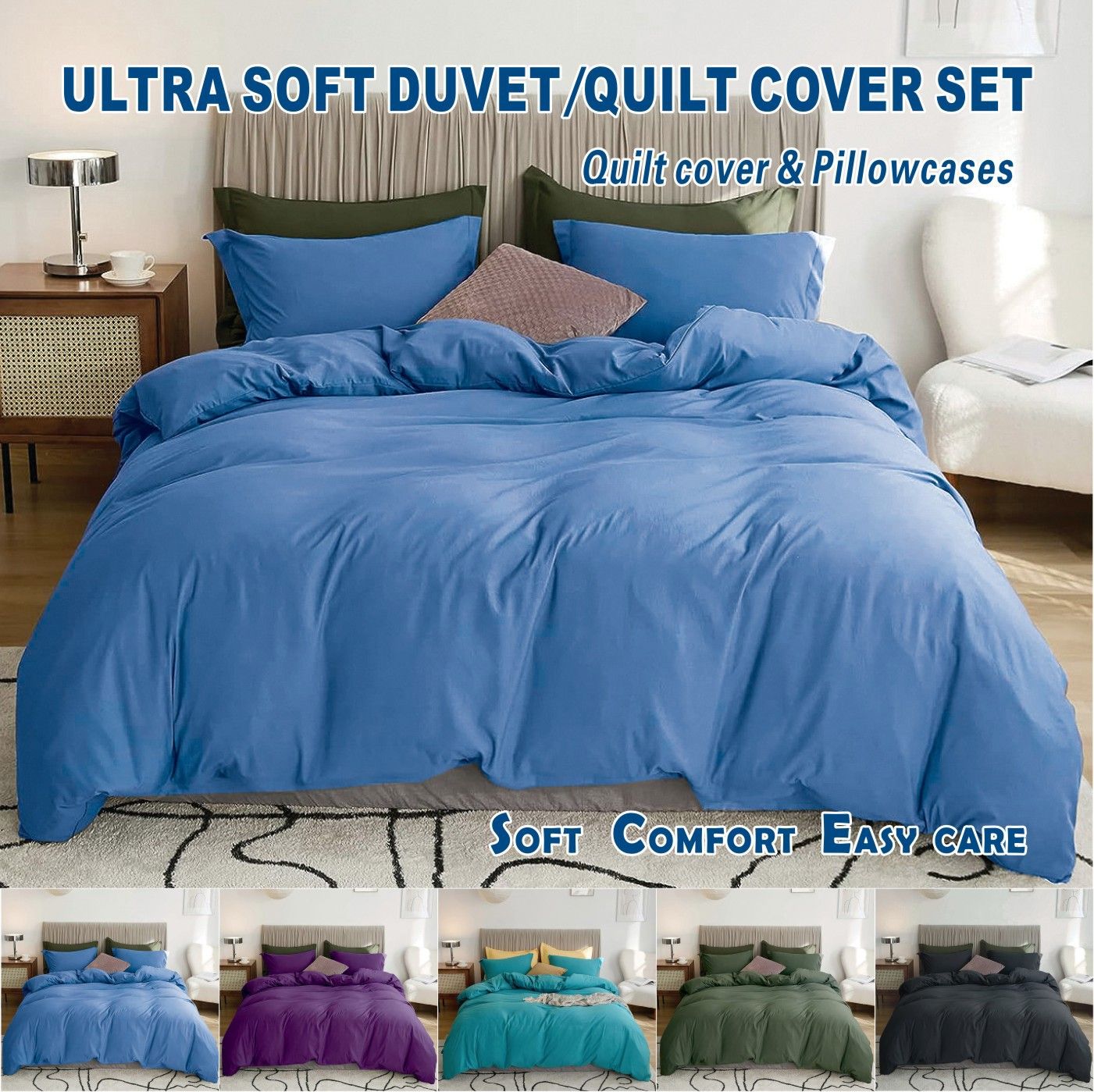 3 Piece Hotel Soft Microfiber Quilt Cover Set-2000TC Duvet/Donna Cover Set &