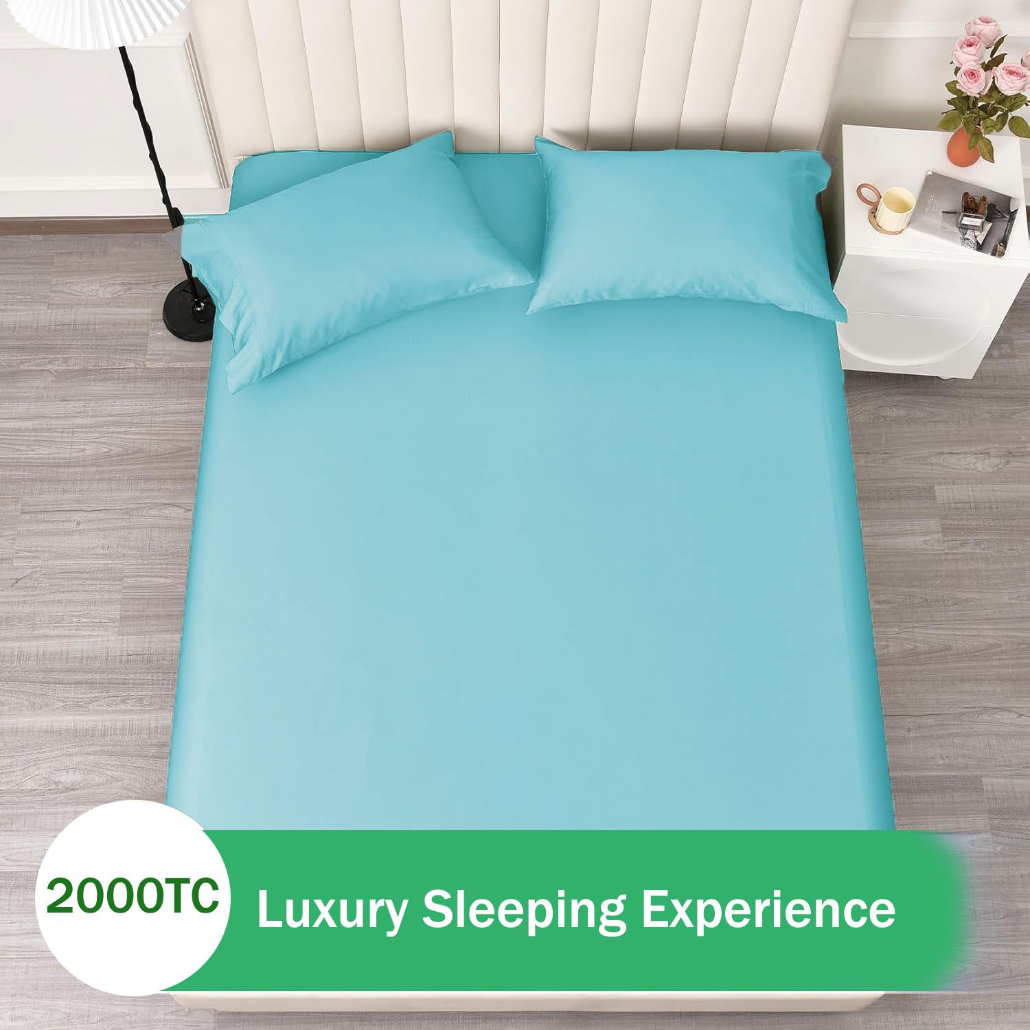 3 Piece Fitted Sheet Set- Fitted Sheet & Pillowcases -Breathable Bedding - Wrinkle view 4