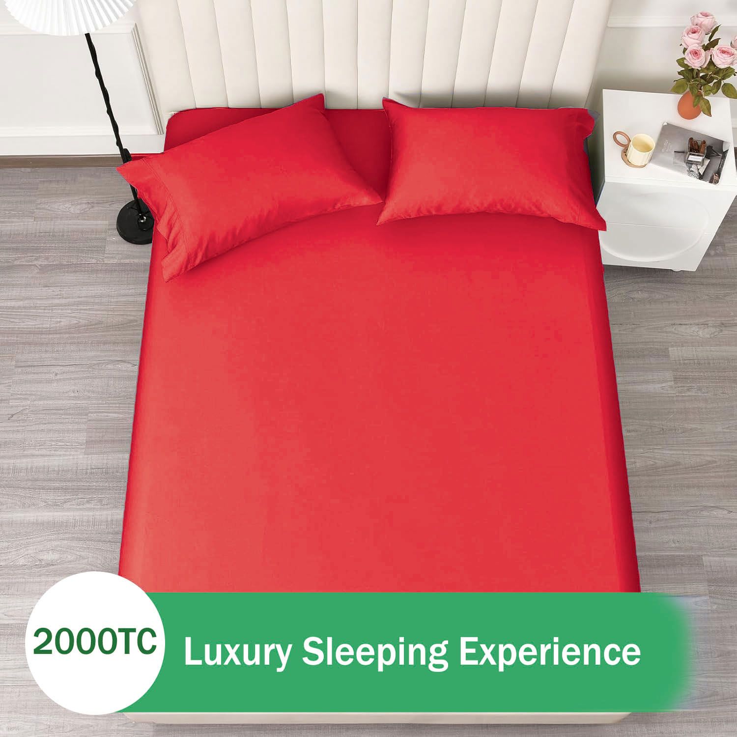 3 Piece Fitted Sheet Set- Fitted Sheet & Pillowcases -Breathable Bedding - Wrinkle view 4