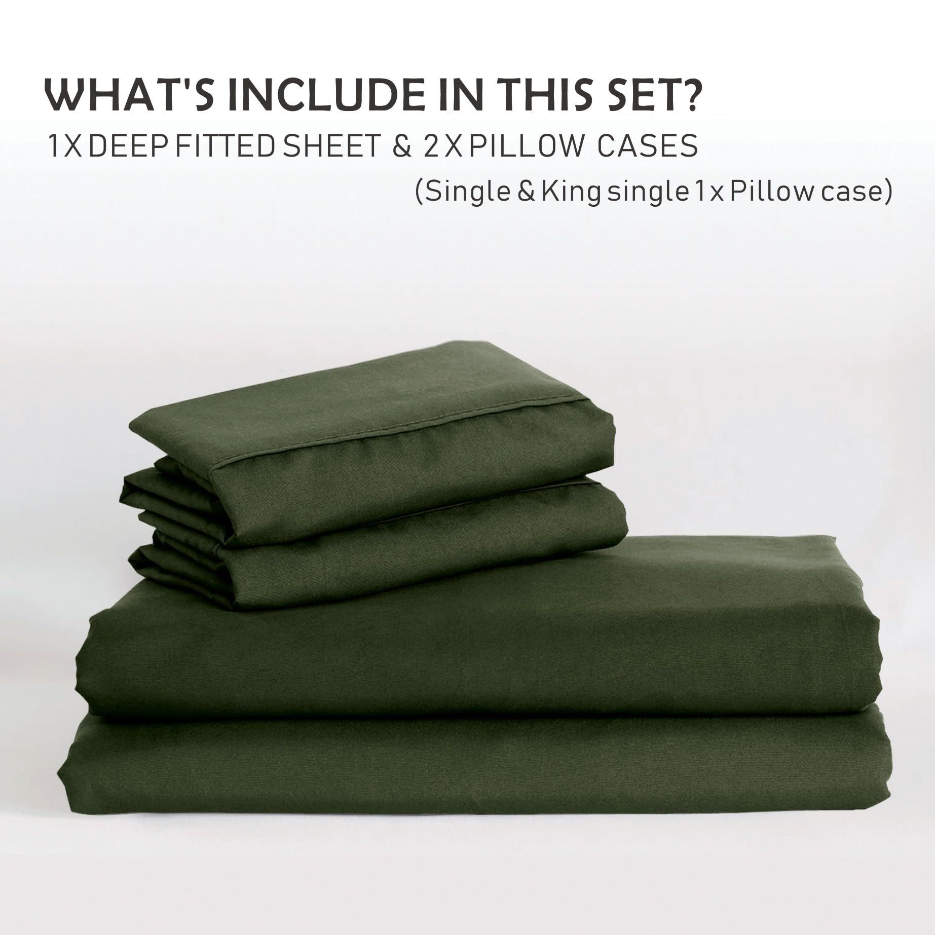 3 Piece Fitted Sheet Set- Fitted Sheet & Pillowcases -Breathable Bedding - Wrinkle view 7