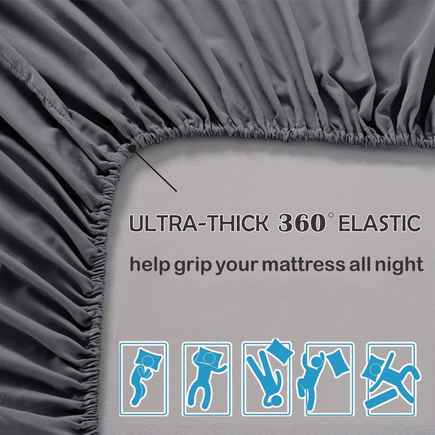 3 Piece Fitted Sheet Set- Fitted Sheet & Pillowcases -Breathable Bedding - Wrinkle view 5