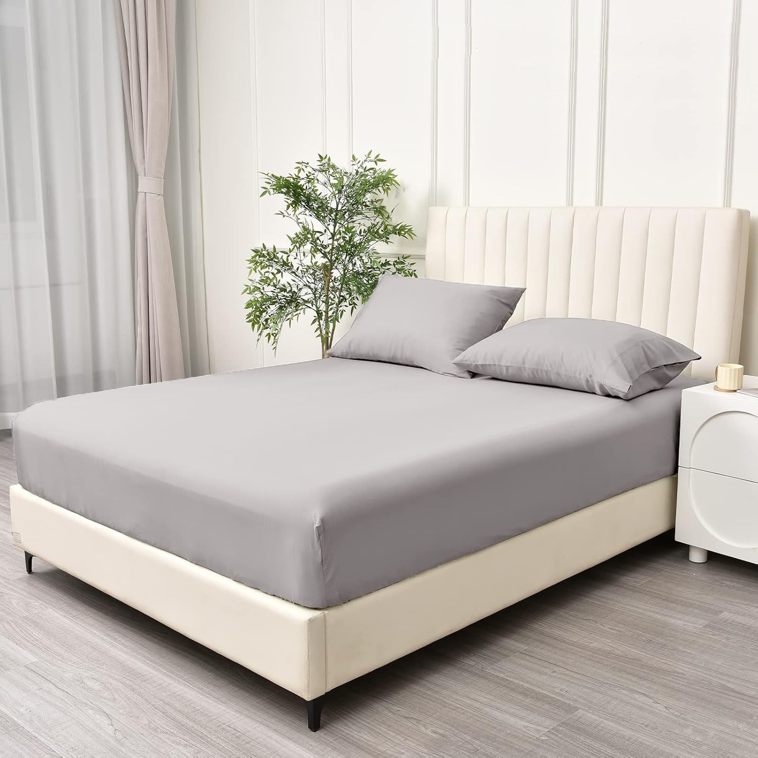 3 Piece Fitted Sheet Set- Fitted Sheet & Pillowcases -Breathable Bedding - Wrinkle view 2