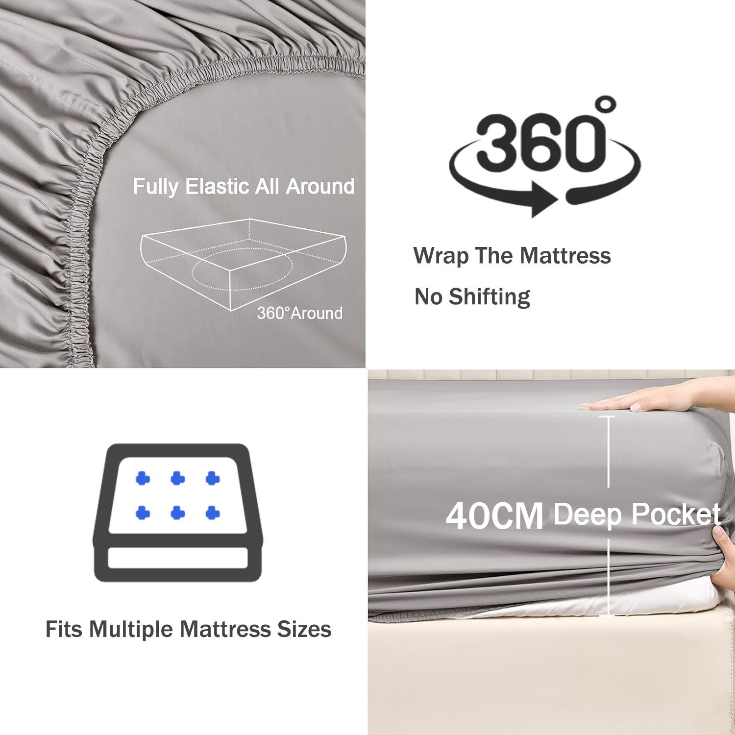 3 Piece Fitted Sheet Set- Fitted Sheet & Pillowcases -Breathable Bedding - Wrinkle view 3