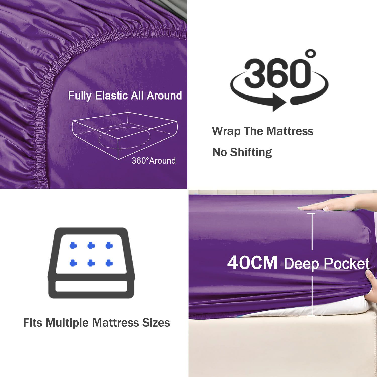 3 Piece Fitted Sheet Set- Fitted Sheet & Pillowcases -Breathable Bedding - Wrinkle view 3