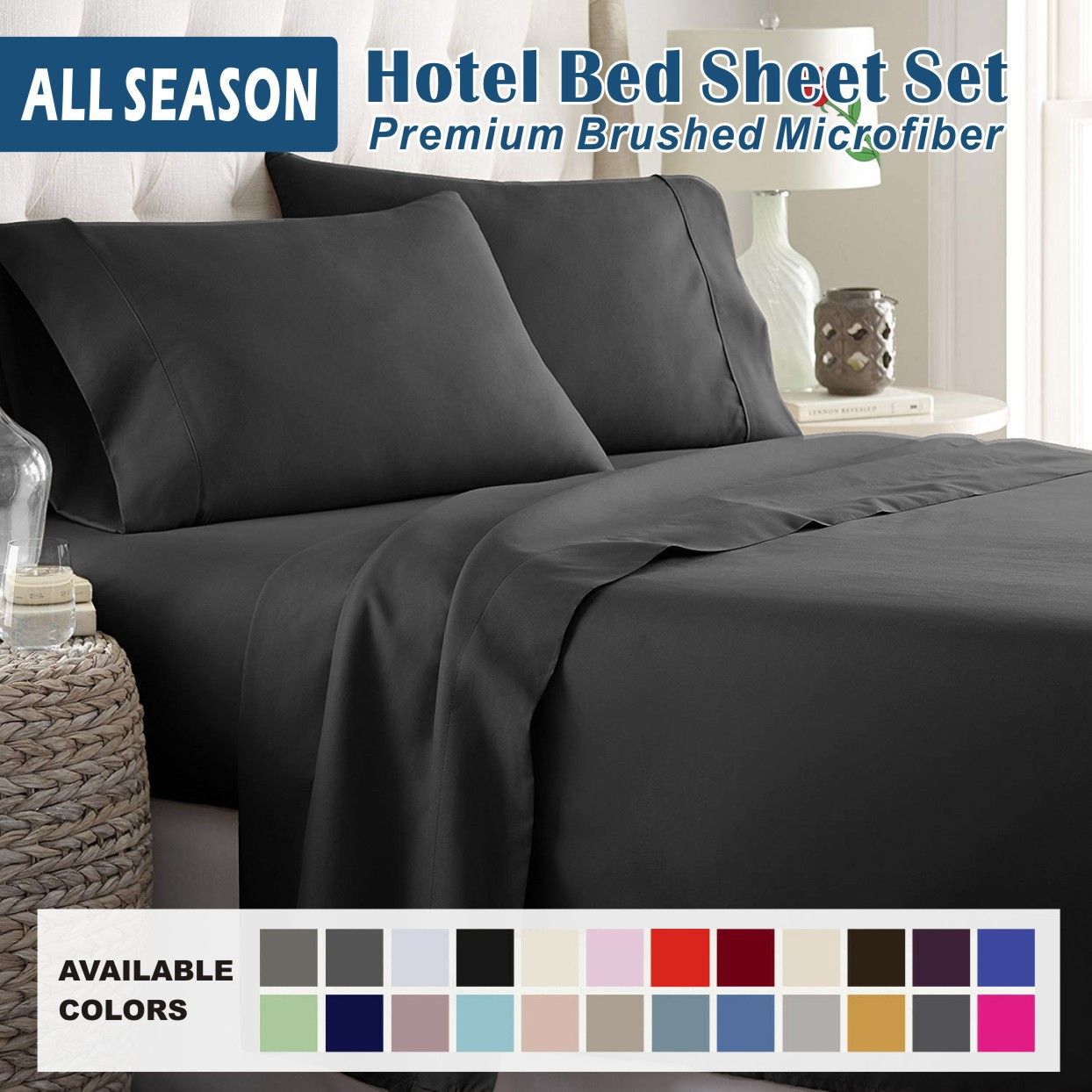 4 Piece Bed Sheet Set- Bedding Sheets & Pillowcases -Breathable Bedding - Wrinkle