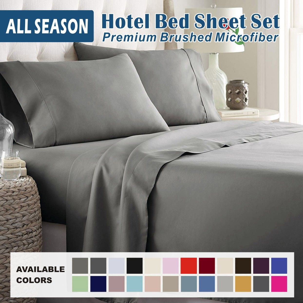 4 Piece Bed Sheet Set- Bedding Sheets & Pillowcases -Breathable Bedding - Wrinkle