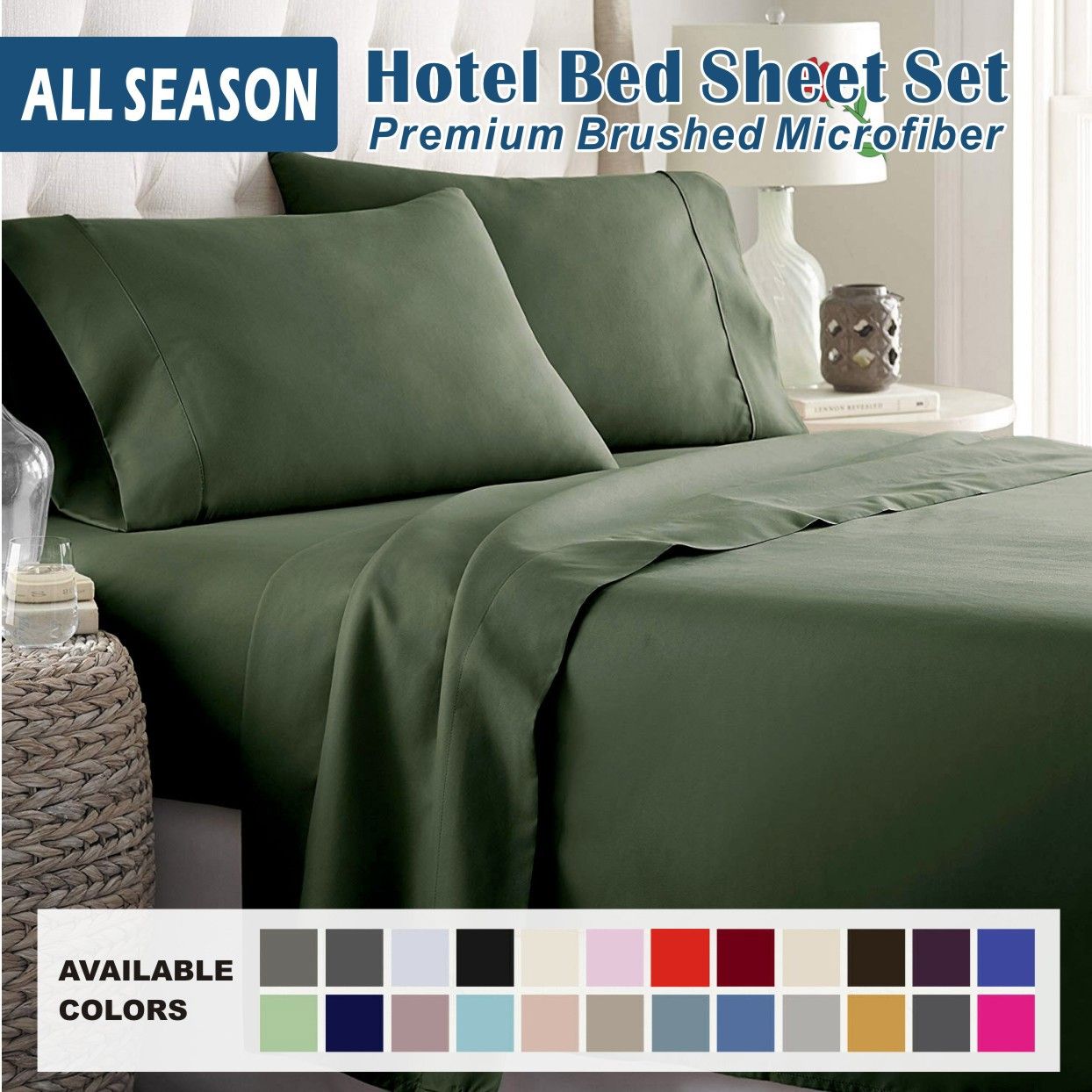 4 Piece Bed Sheet Set- Bedding Sheets & Pillowcases -Breathable Bedding - Wrinkle