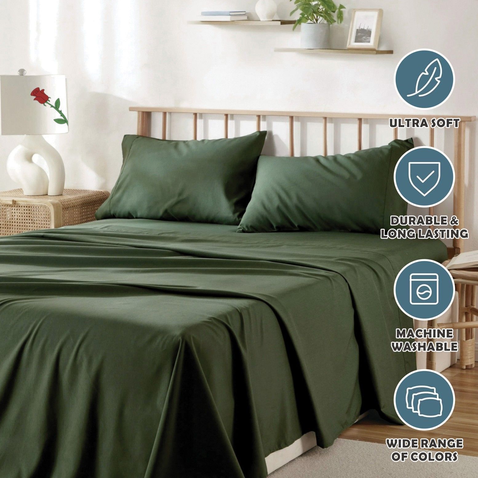 4 Piece Bed Sheet Set- Bedding Sheets & Pillowcases -Breathable Bedding - Wrinkle view 6
