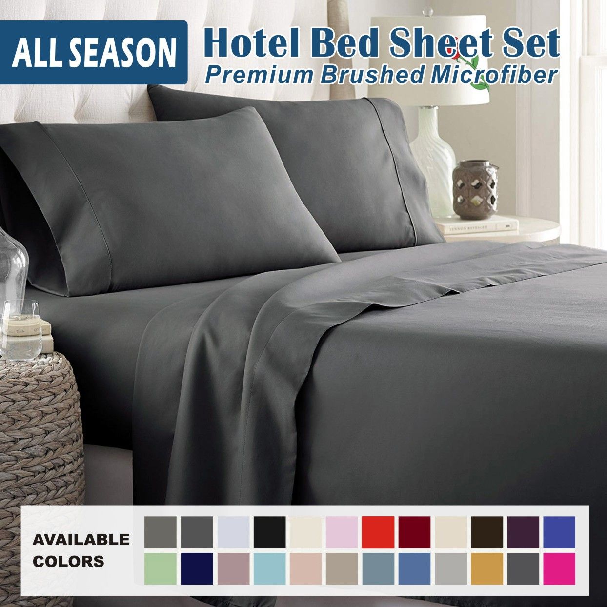 4 Piece Bed Sheet Set- Bedding Sheets & Pillowcases -Breathable Bedding - Wrinkle