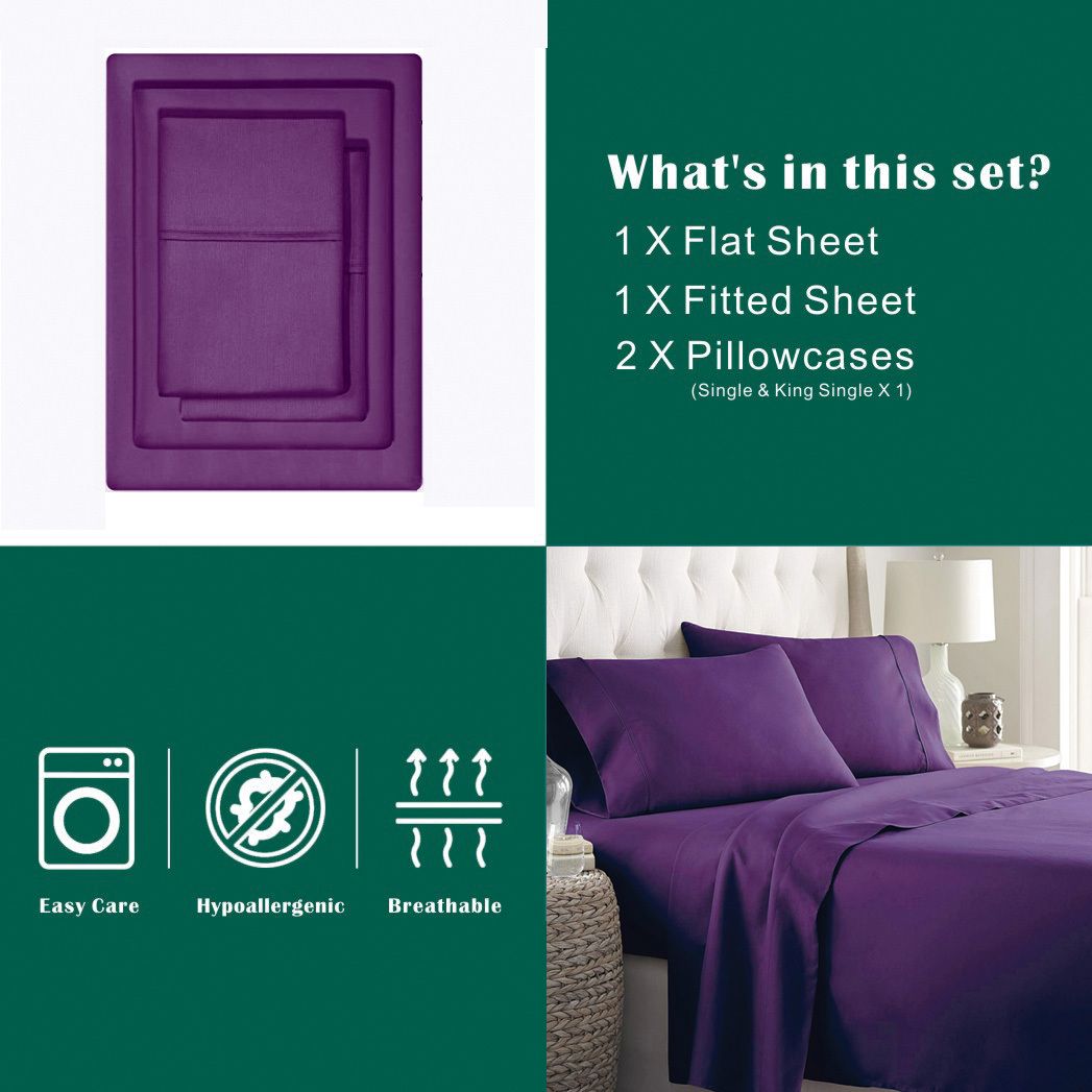 4 Piece Bed Sheet Set- Bedding Sheets & Pillowcases -Breathable Bedding - Wrinkle view 7