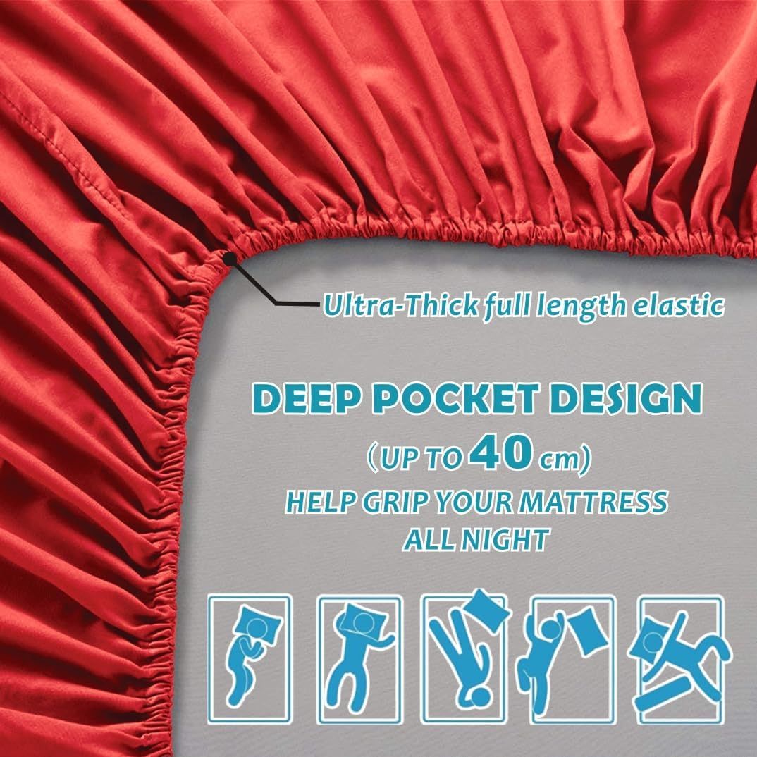 Hotel Quality Fitted Sheet - 1 Piece Fitted Sheet -Breathable Bedding - Wrinkle view 3