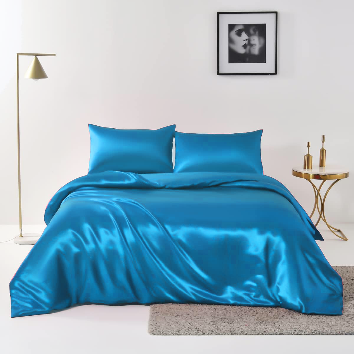 Satin Quilt cover Set Hotel 3 Pieces Quilt cover with Pillowcase view 2