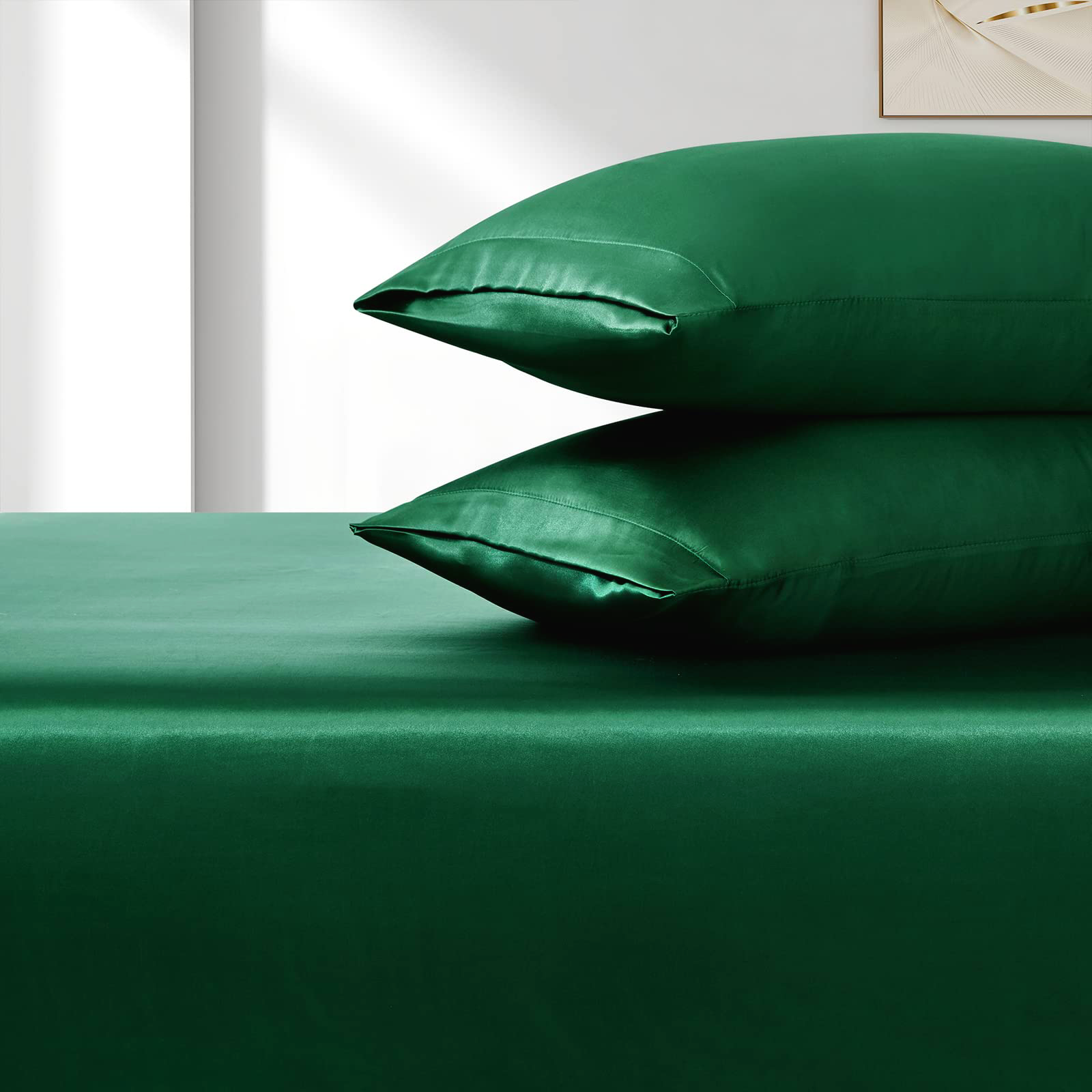 Satin Fitted Sheet Set Hotel 3 Pieces Fitted Sheet with Pillowcase view 2