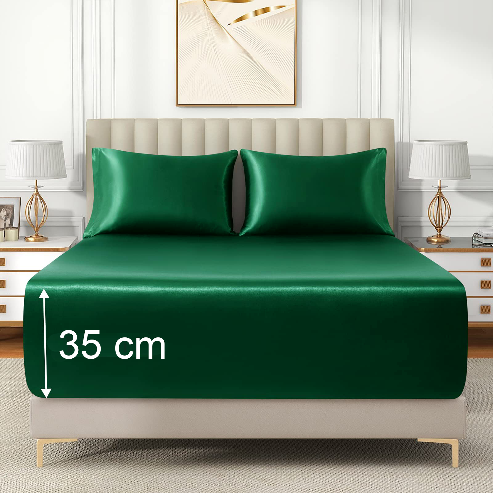 Satin Fitted Sheet Set Hotel 3 Pieces Fitted Sheet with Pillowcase view 5
