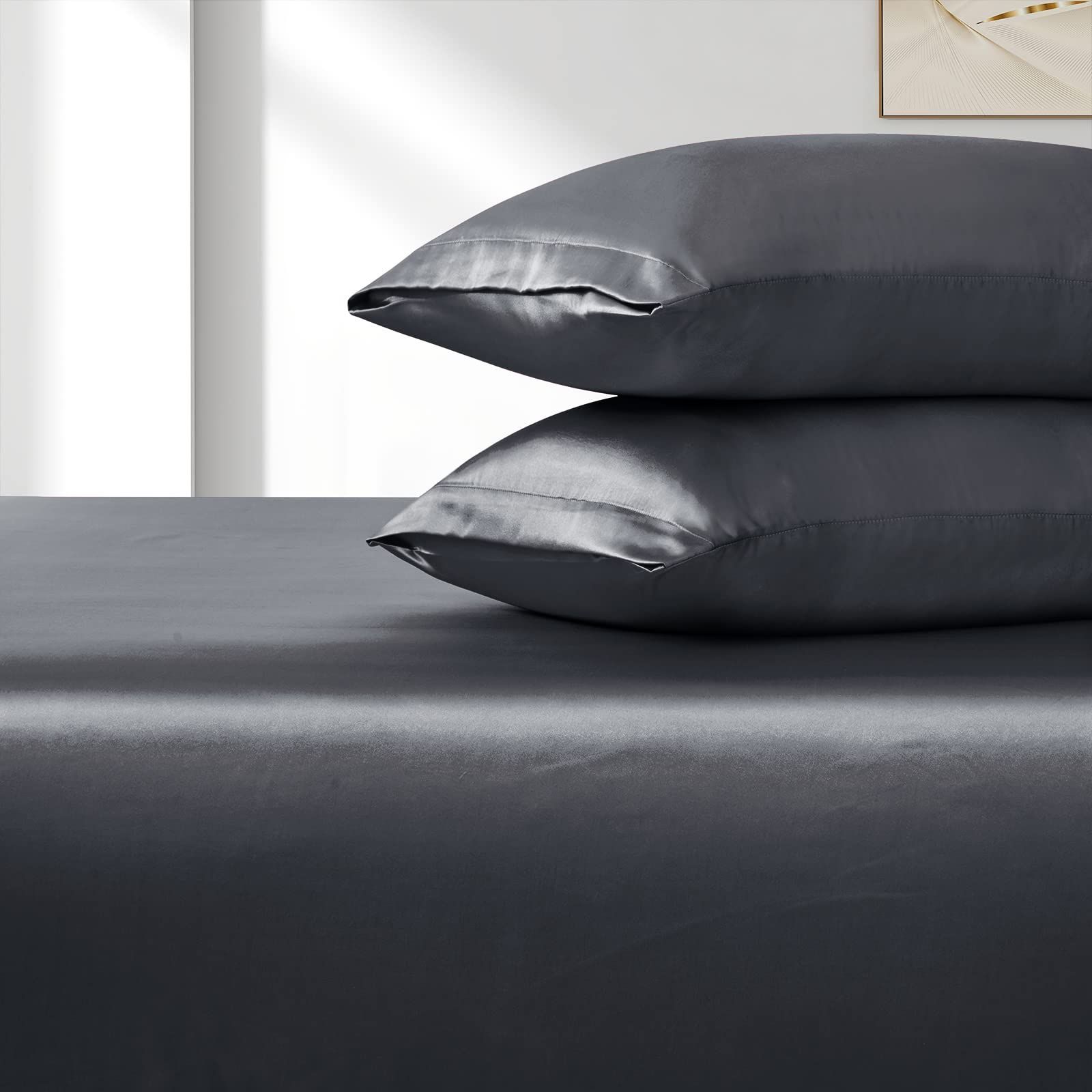 Satin Fitted Sheet Set Hotel 3 Pieces Fitted Sheet with Pillowcase view 3