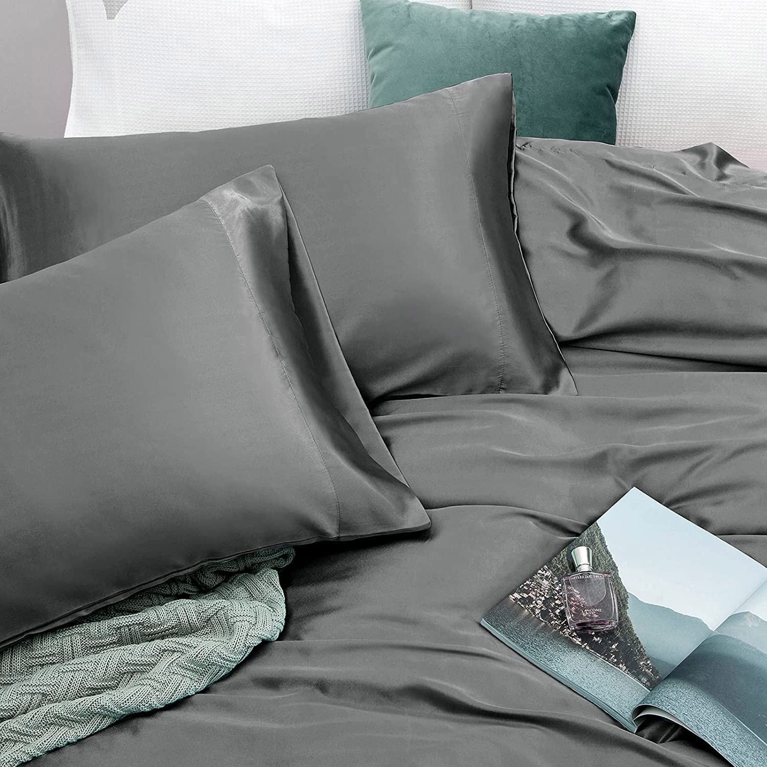 Art Silk Satin Sheet Set Hotel 4 Pieces Fitted/Flat Sheet Bedding Set-Luxury view 5
