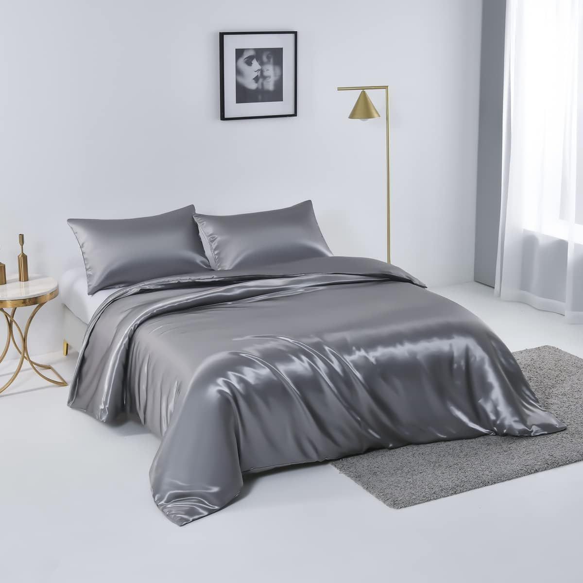 Satin Quilt cover Set Hotel 3 Pieces Quilt cover with Pillowcase view 2