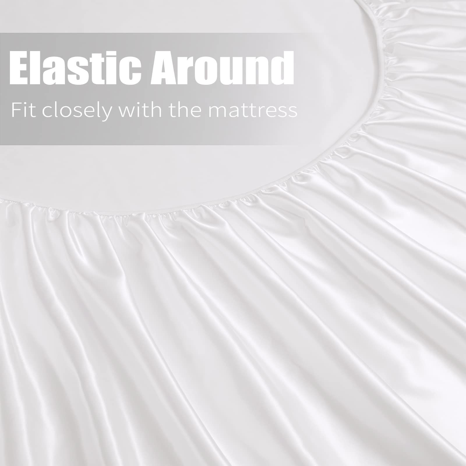 Satin Fitted Sheet Set Hotel 3 Pieces Fitted Sheet with Pillowcase view 4