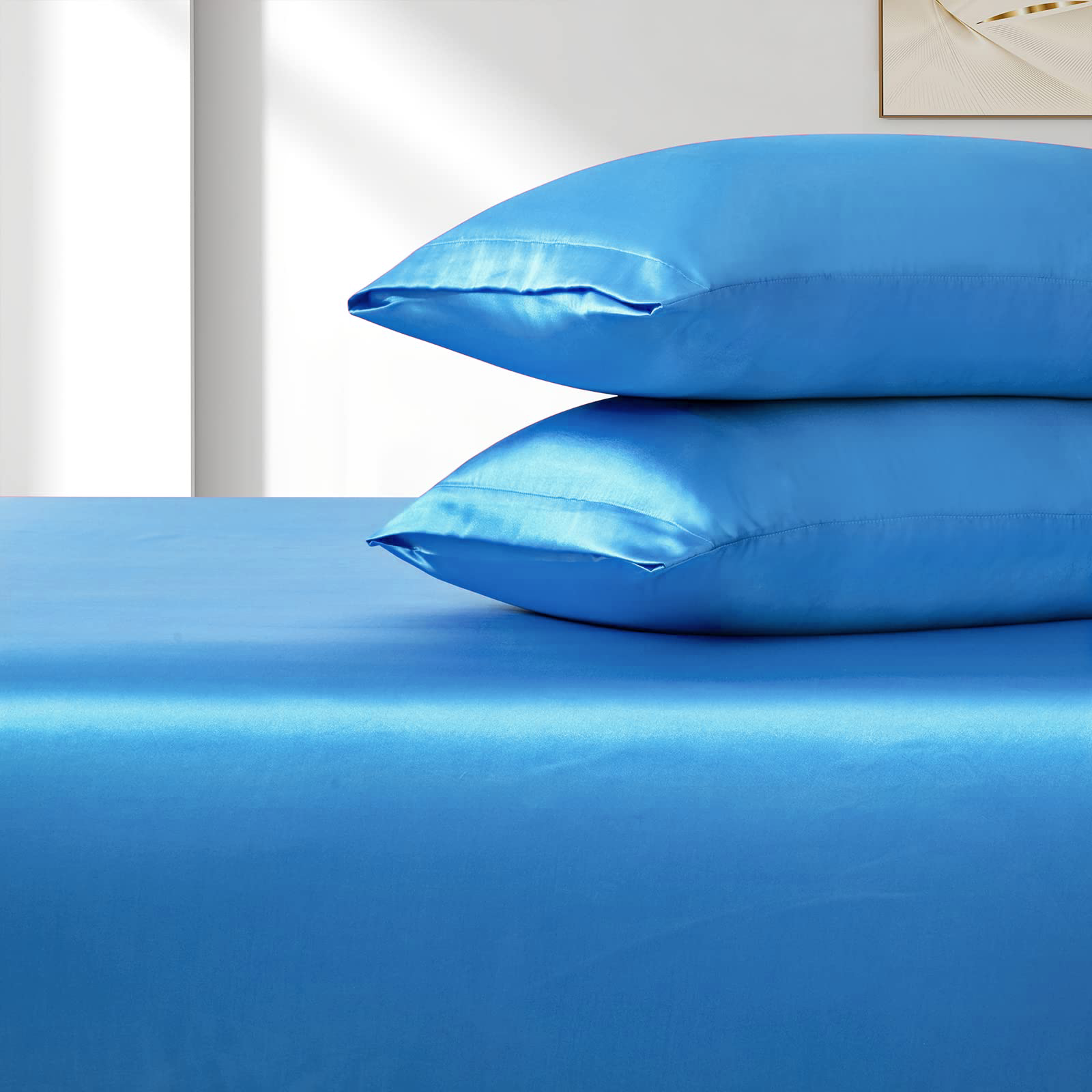 Satin Fitted Sheet Set Hotel 3 Pieces Fitted Sheet with Pillowcase view 3