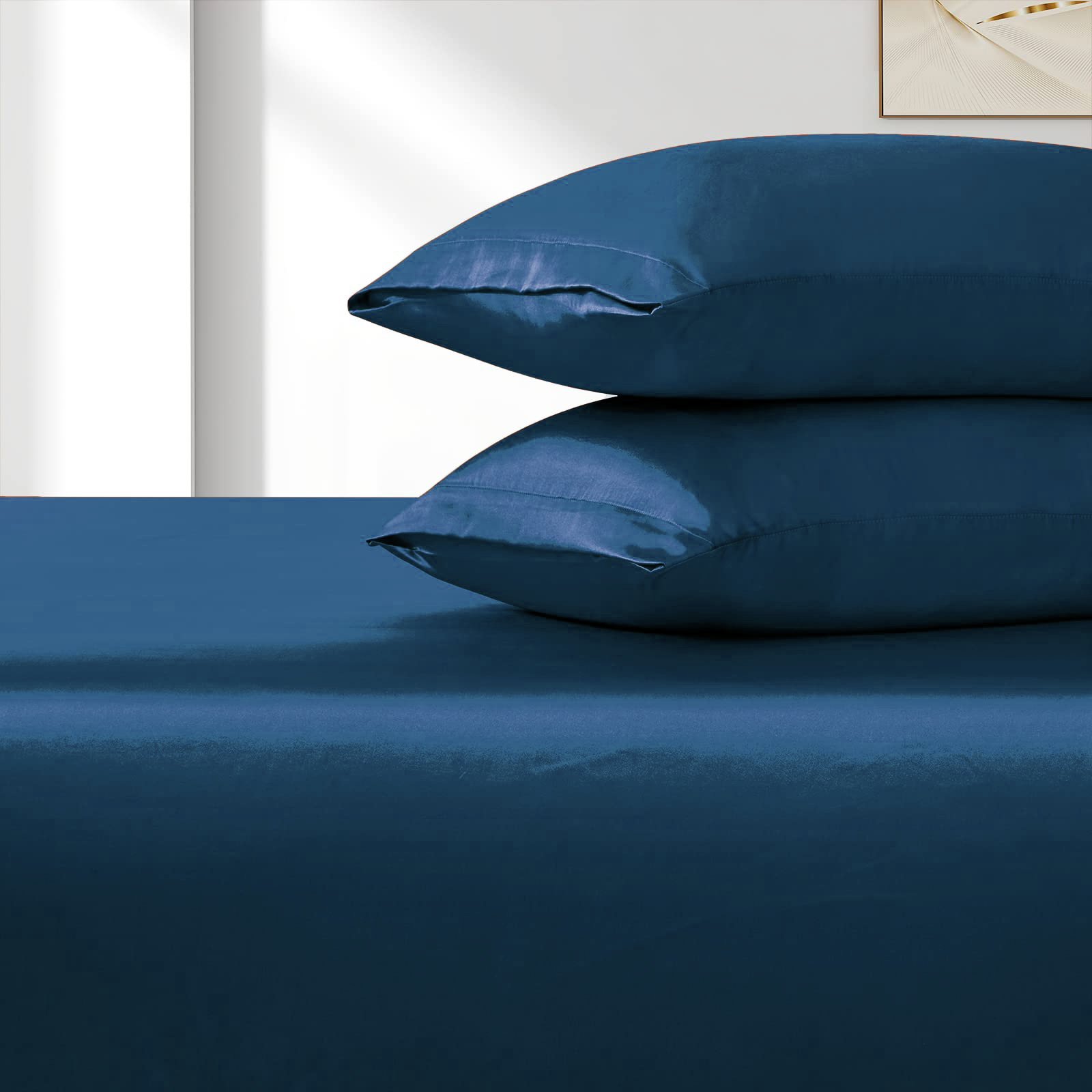 Satin Fitted Sheet Set Hotel 3 Pieces Fitted Sheet with Pillowcase view 4