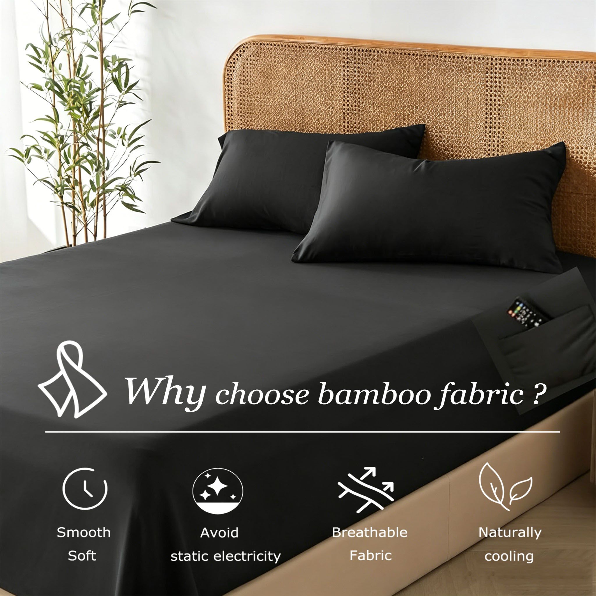 3 Piece Hotel Bamboo Cooling Fitted Sheet Set & Pillowcase -Ultra Soft 2000TC view 6