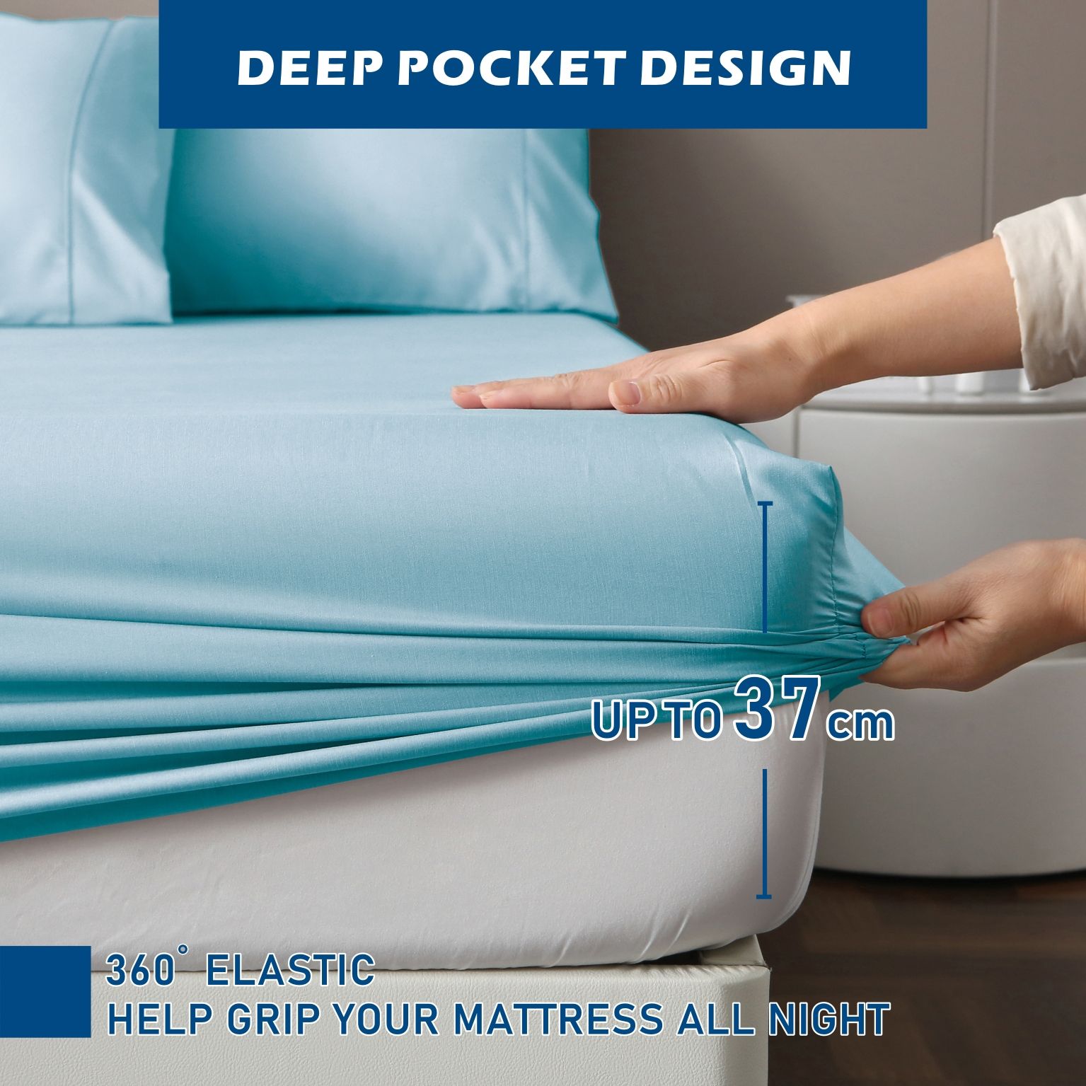 4 Piece Hotel Bamboo Cooling Sheet Set -Ultra Soft 2000TC Breathable Bed view 4