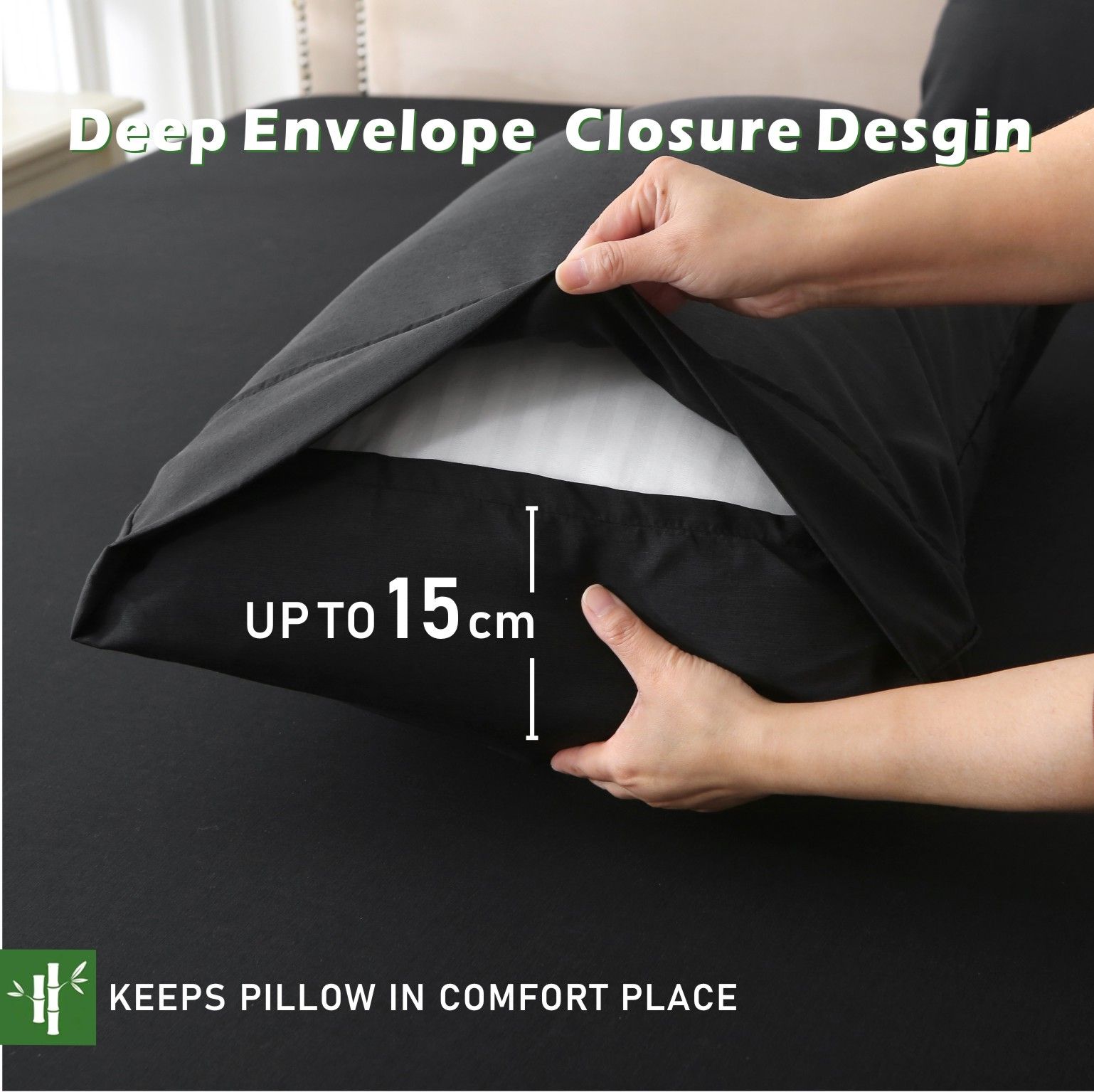 3 Piece Hotel Bamboo Cooling Fitted Sheet Set & Pillowcase -Ultra Soft 2000TC view 3