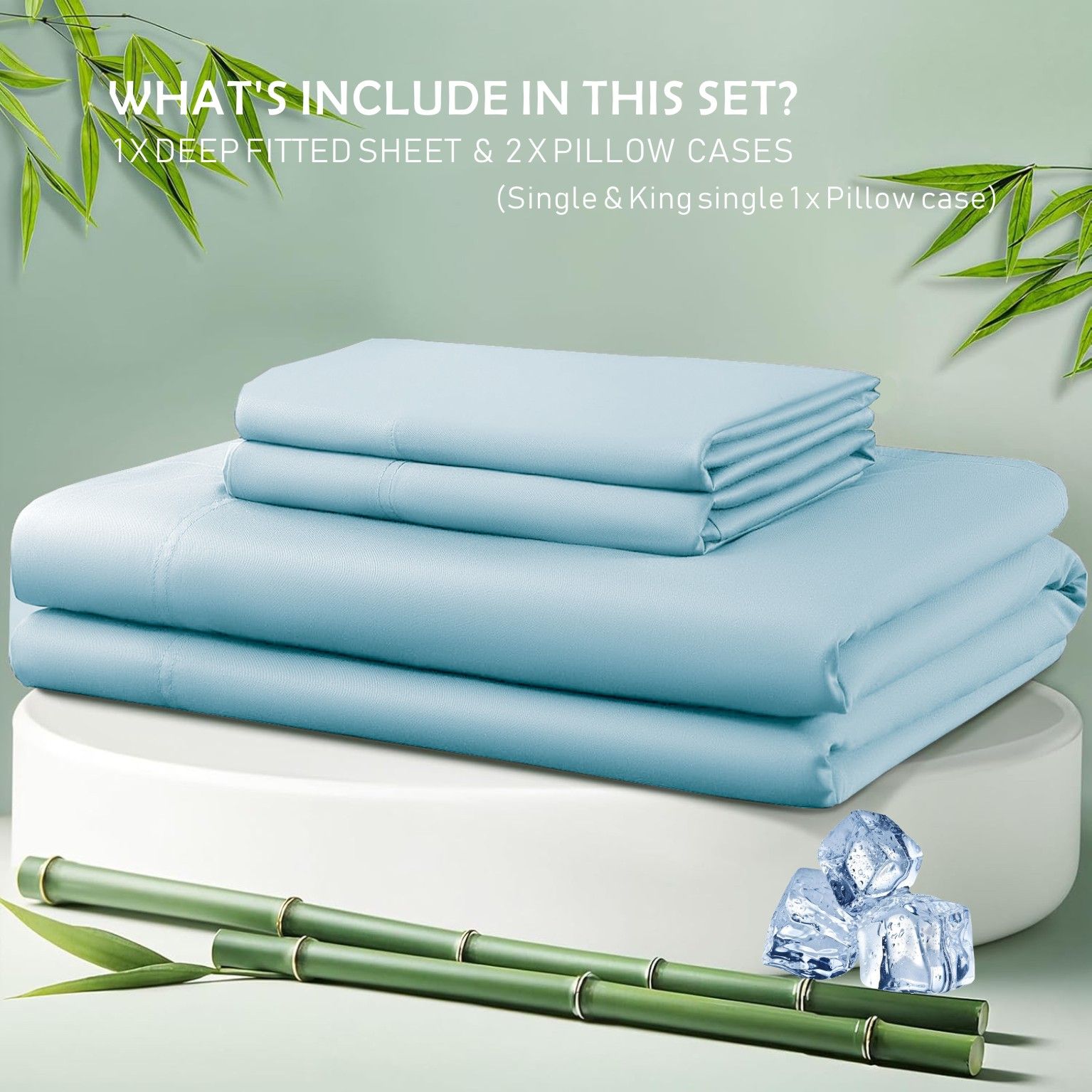 3 Piece Hotel Bamboo Cooling Fitted Sheet Set & Pillowcase -Ultra Soft 2000TC view 6