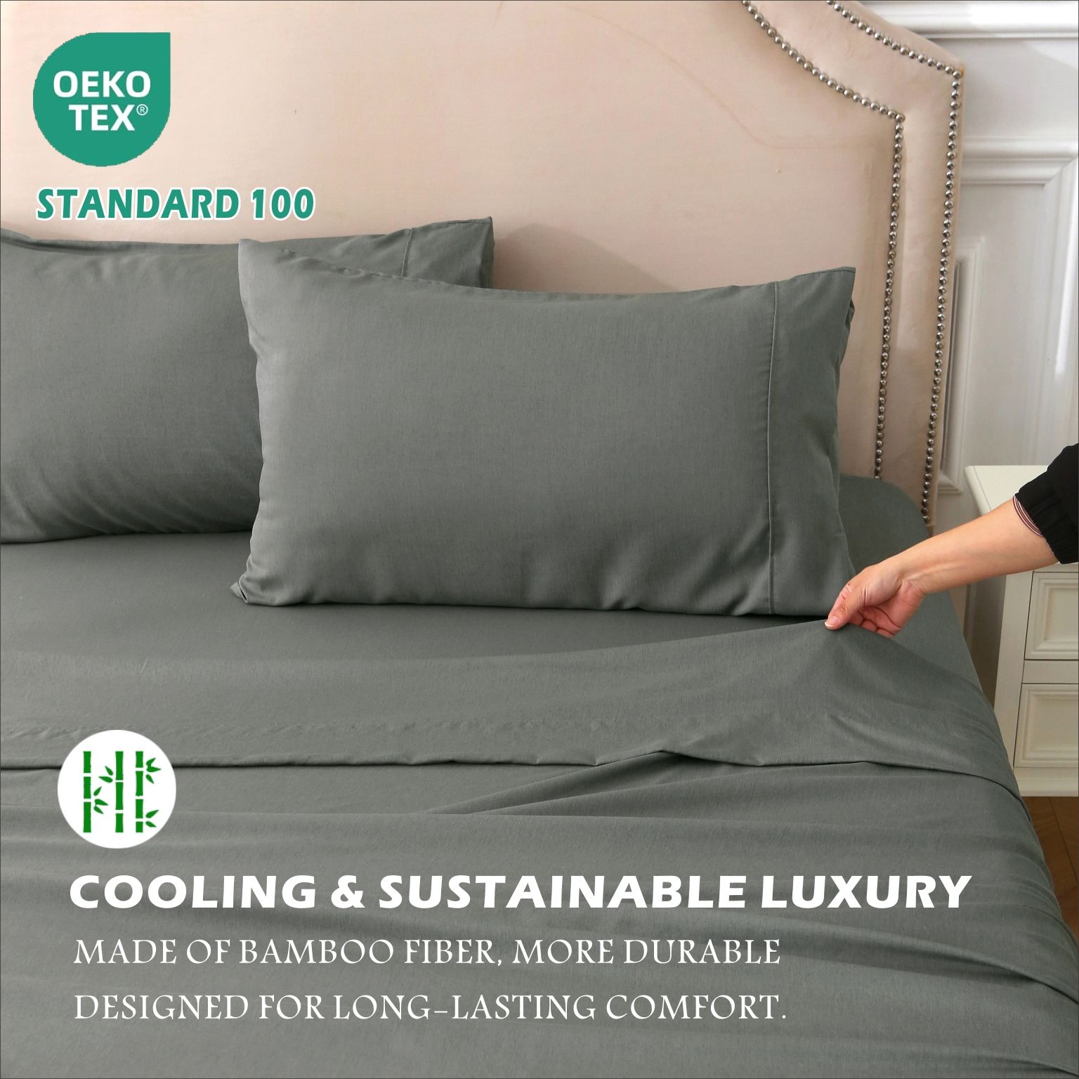 4 Piece Hotel Bamboo Cooling Sheet Set -Ultra Soft 2000TC Breathable Bed view 6