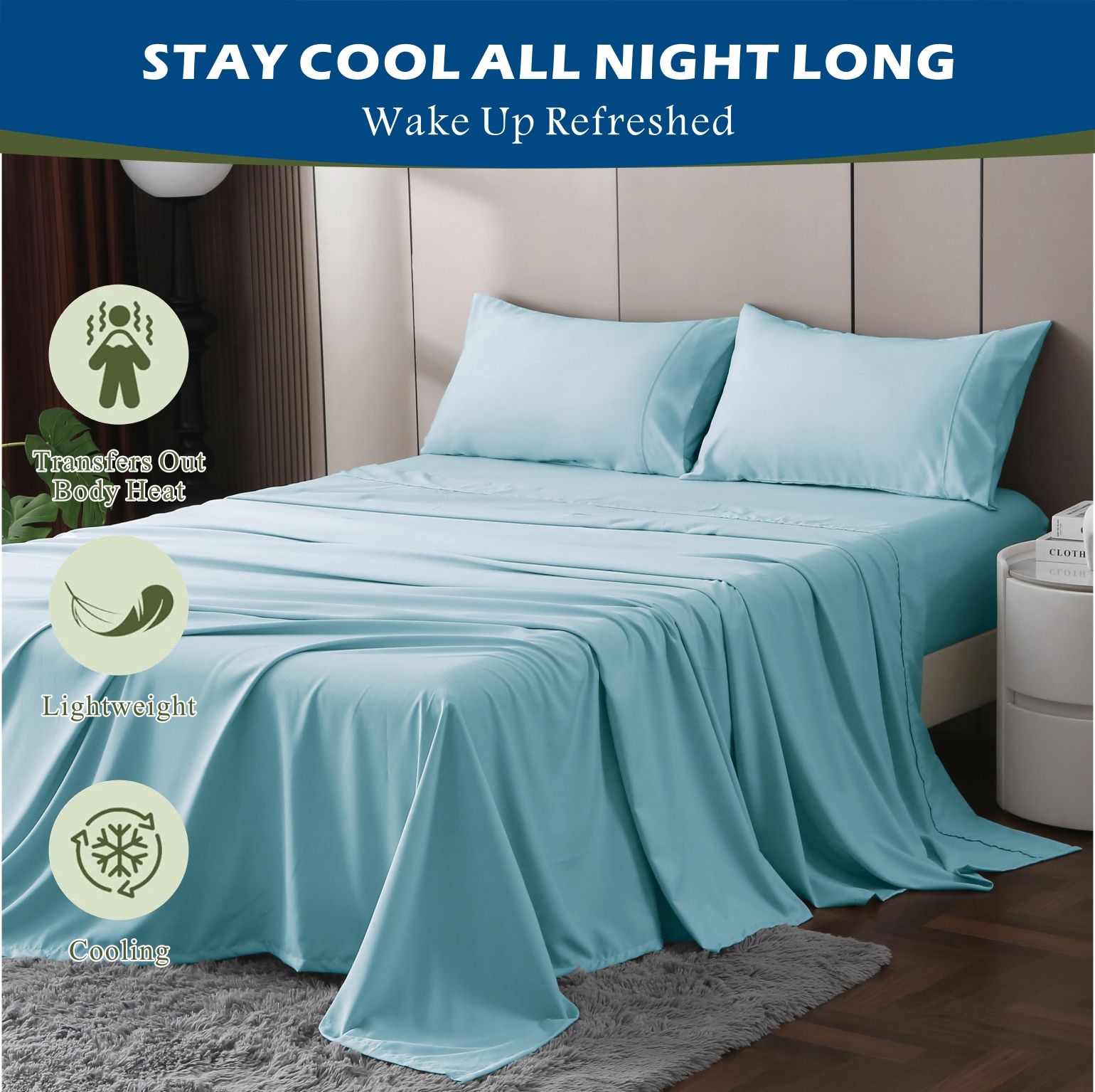 4 Piece Hotel Bamboo Cooling Sheet Set -Ultra Soft 2000TC Breathable Bed view 7