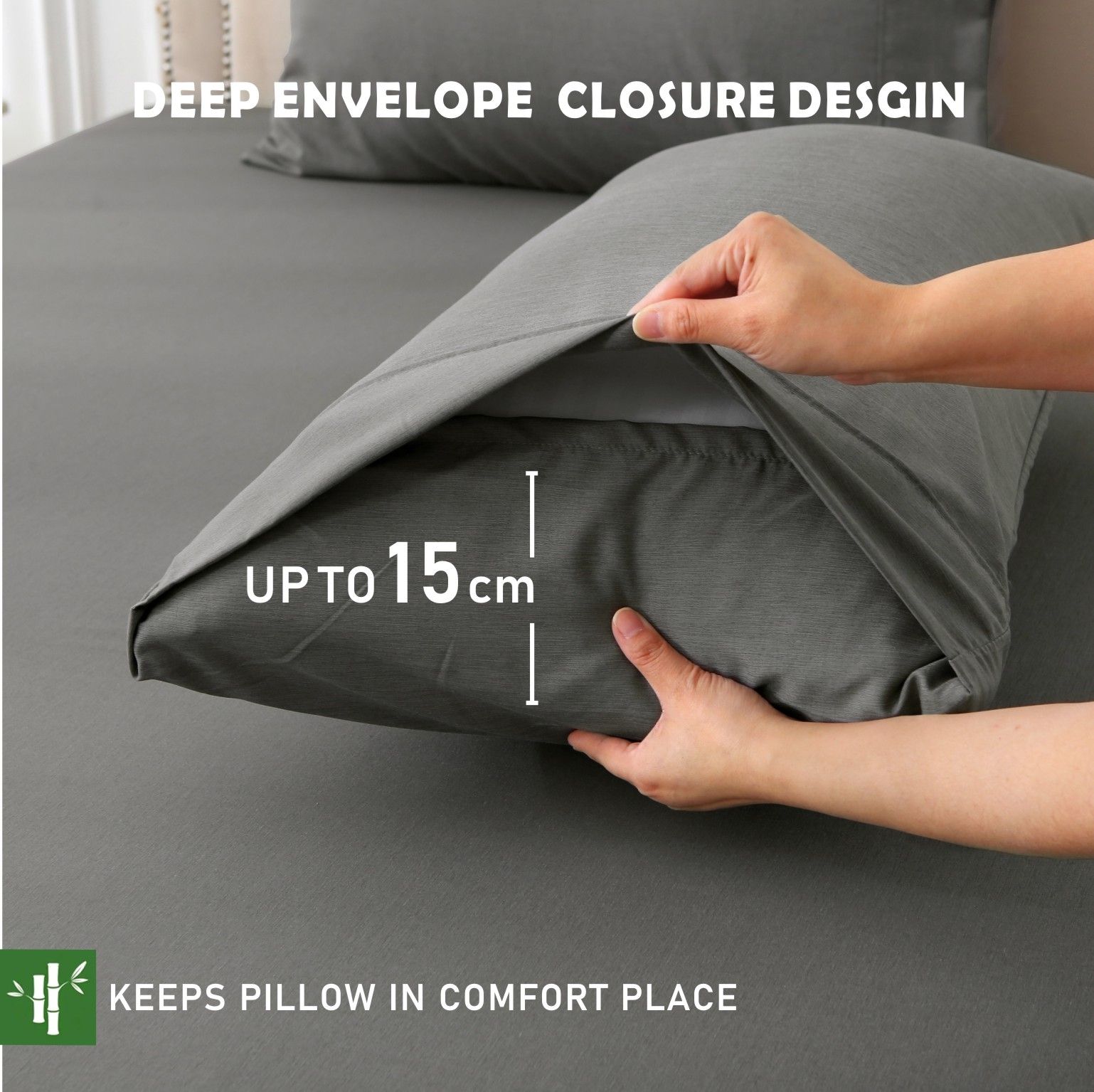 2 Piece Hotel Bamboo Cooling Fitted Sheet Set & Pillowcase -Ultra Soft 2000TC view 3