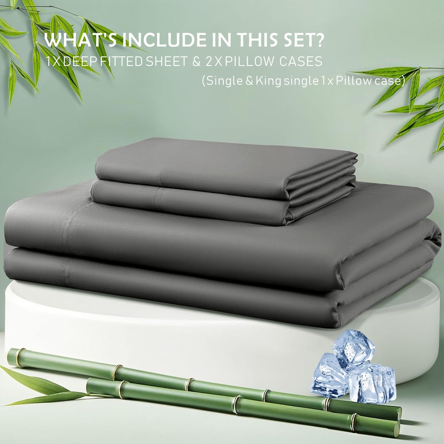 2 Piece Hotel Bamboo Cooling Fitted Sheet Set & Pillowcase -Ultra Soft 2000TC view 6