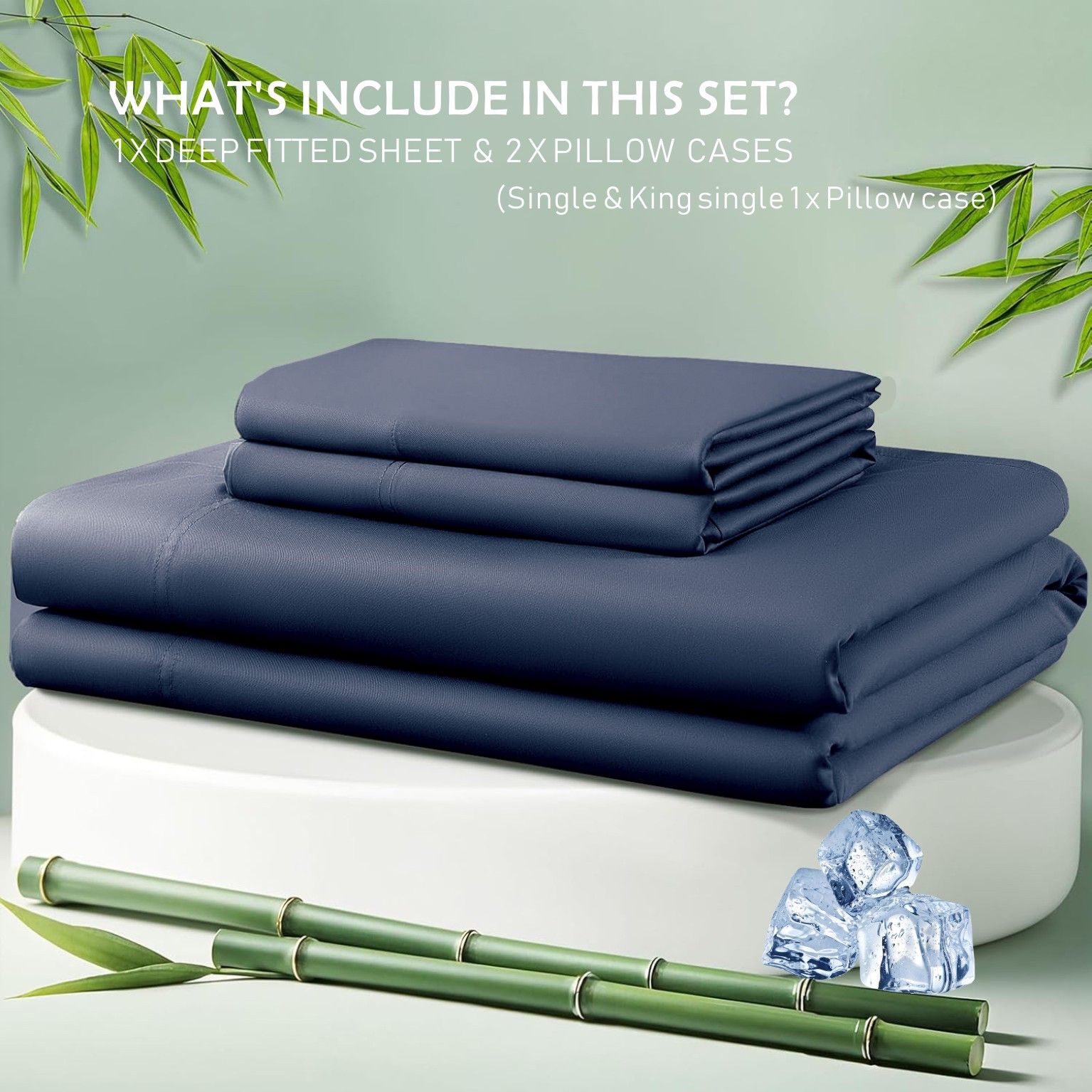 2 Piece Hotel Bamboo Cooling Fitted Sheet Set & Pillowcase -Ultra Soft 2000TC view 6