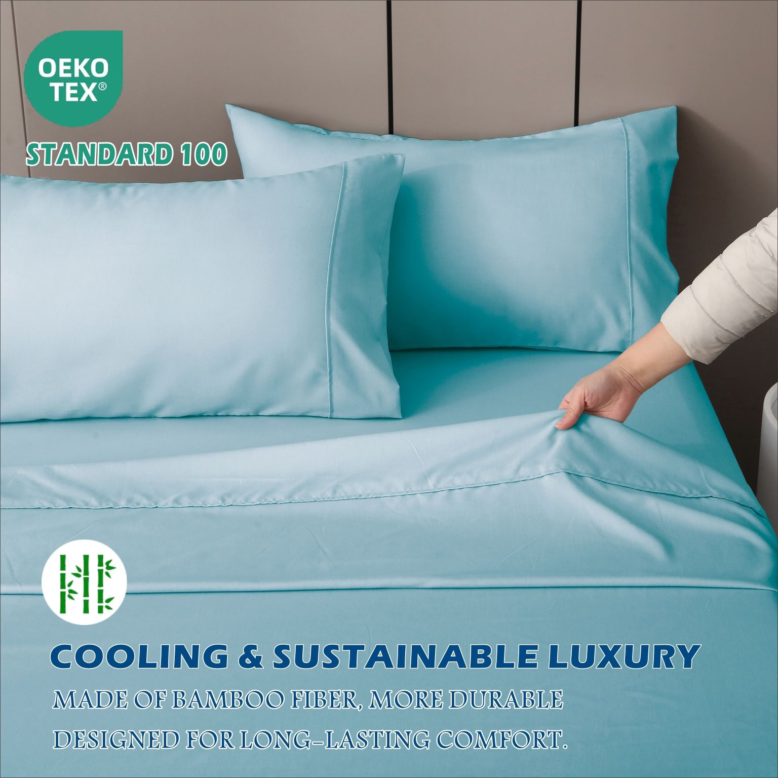 3 Piece Hotel Bamboo Cooling Sheet Set -Ultra Soft 2000TC Breathable Bed view 6