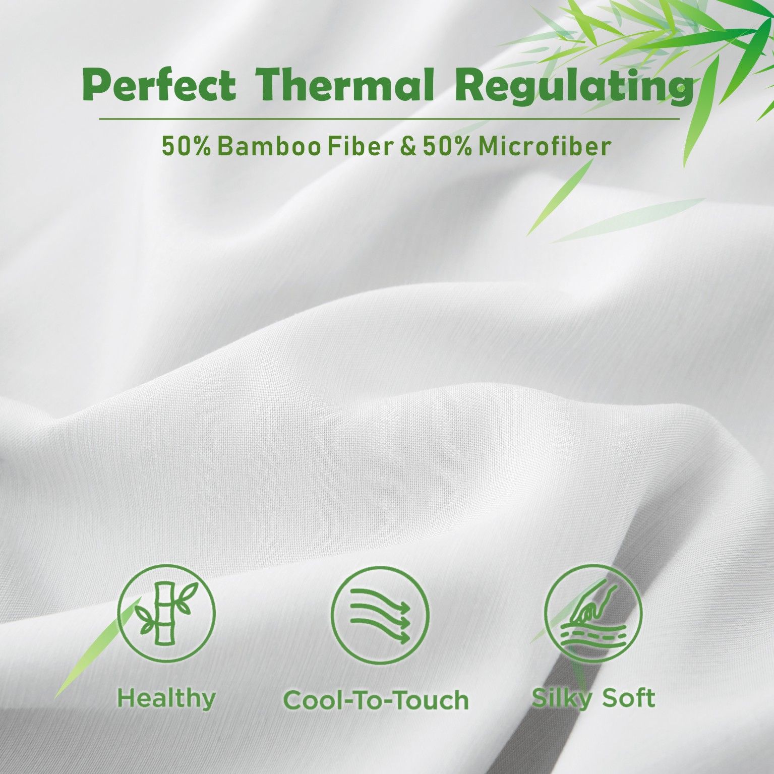 3 Piece Hotel Bamboo Cooling Fitted Sheet Set & Pillowcase -Ultra Soft 2000TC view 3