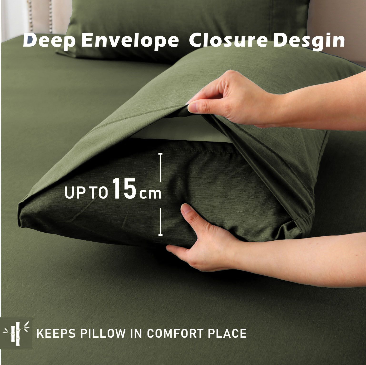 3 Piece Hotel Bamboo Cooling Fitted Sheet Set & Pillowcase -Ultra Soft 2000TC view 2